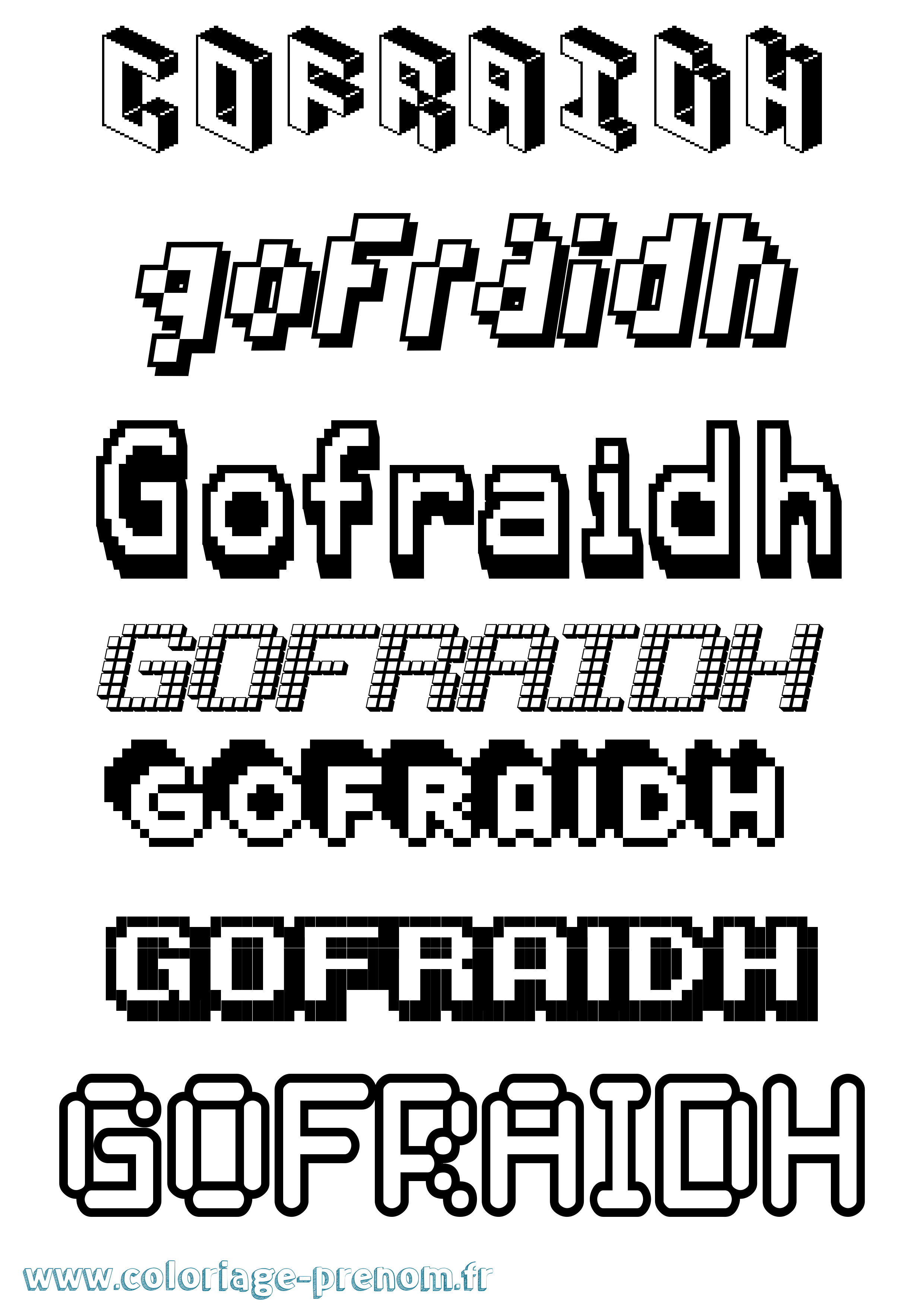 Coloriage prénom Gofraidh Pixel