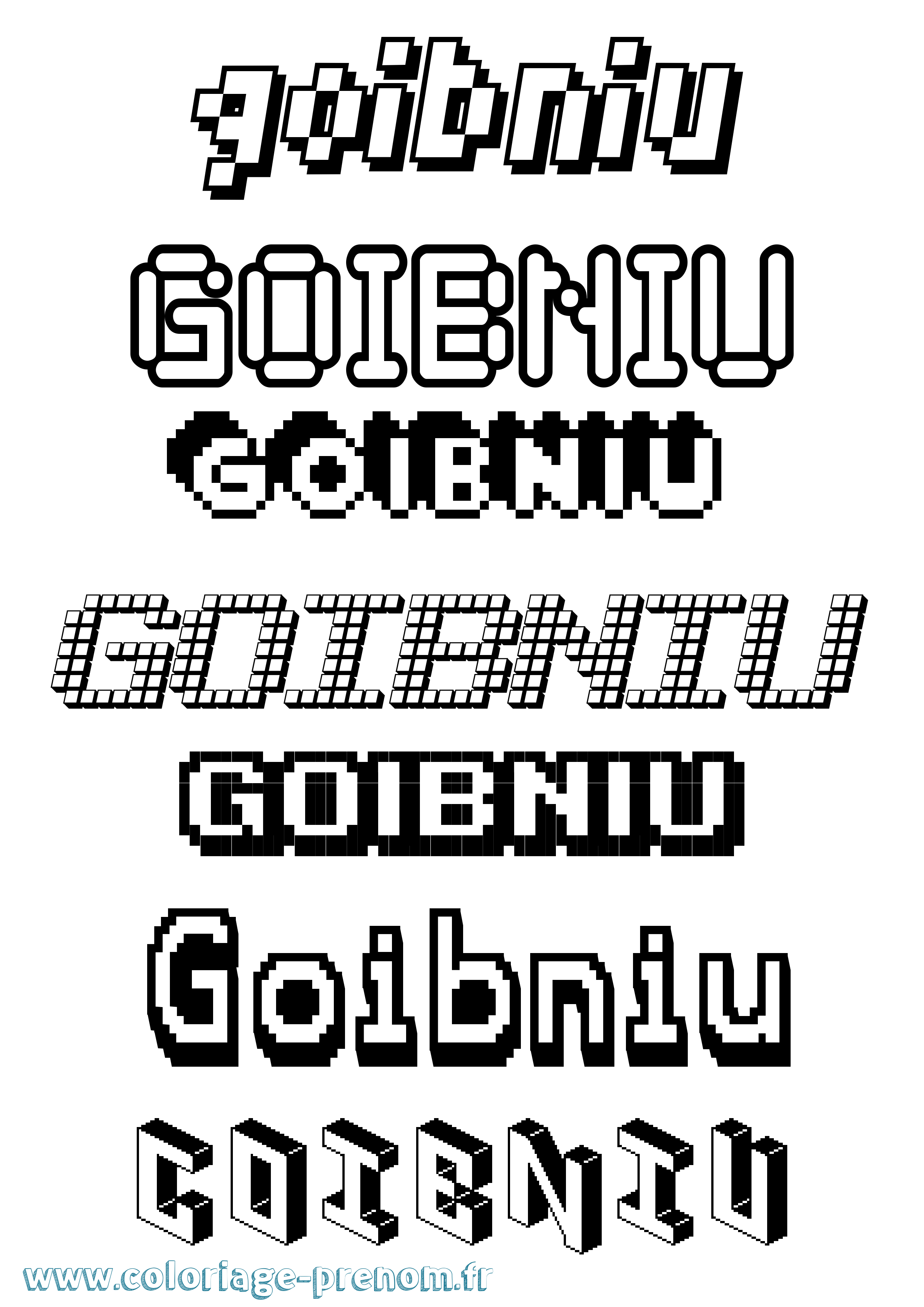 Coloriage prénom Goibniu Pixel