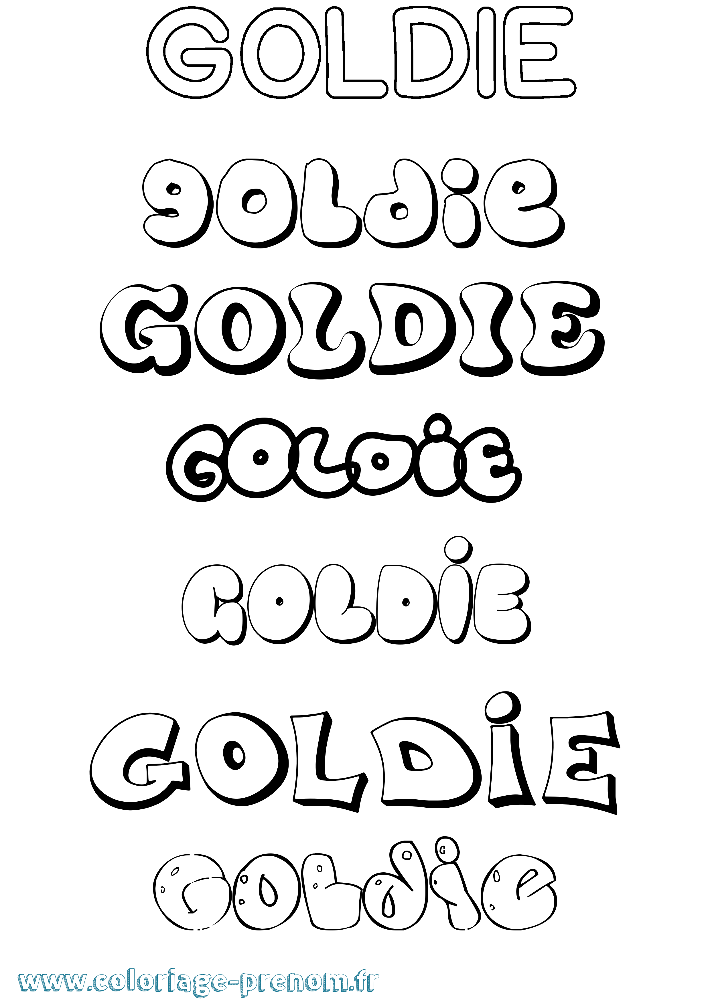 Coloriage prénom Goldie Bubble