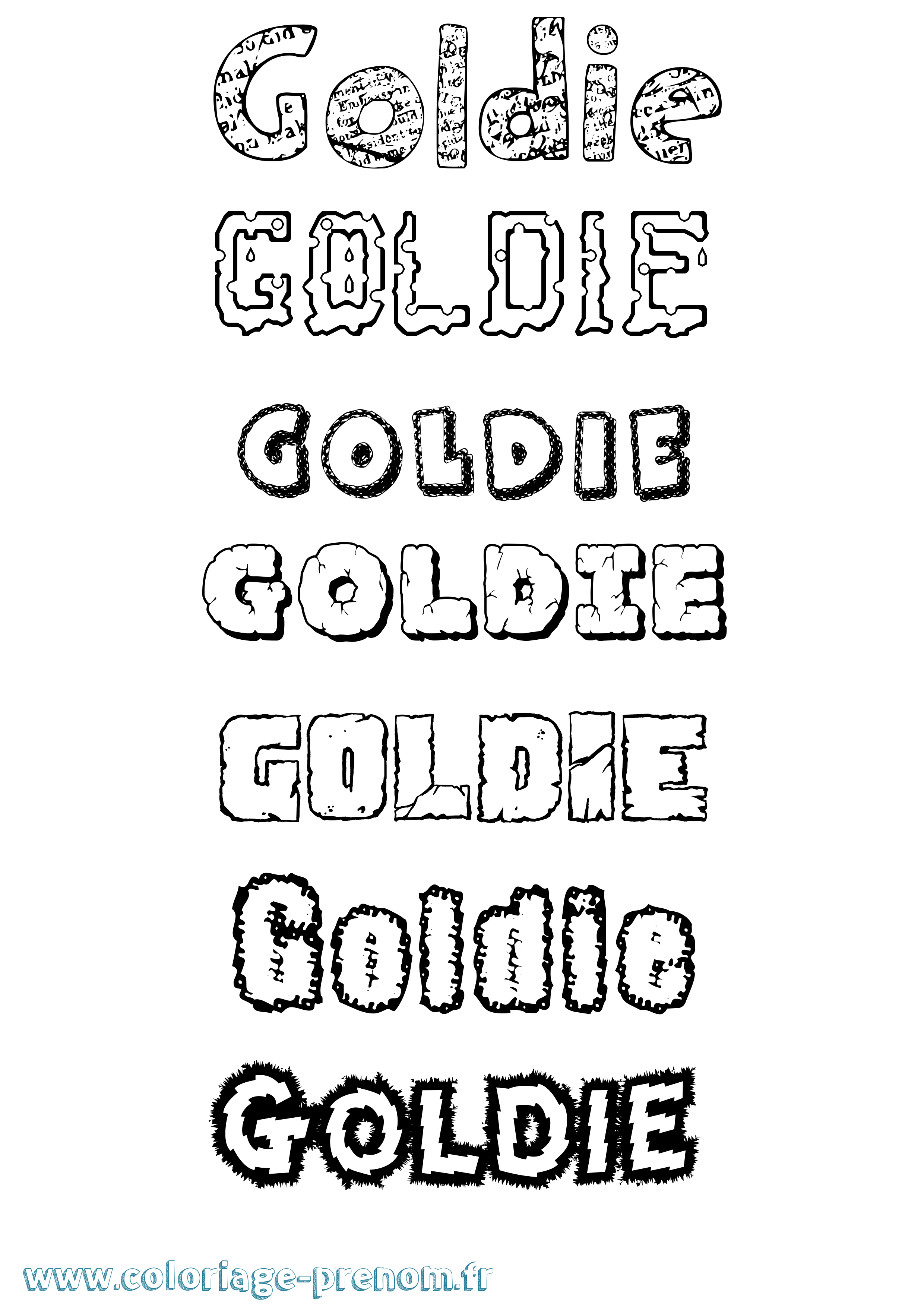 Coloriage prénom Goldie Destructuré
