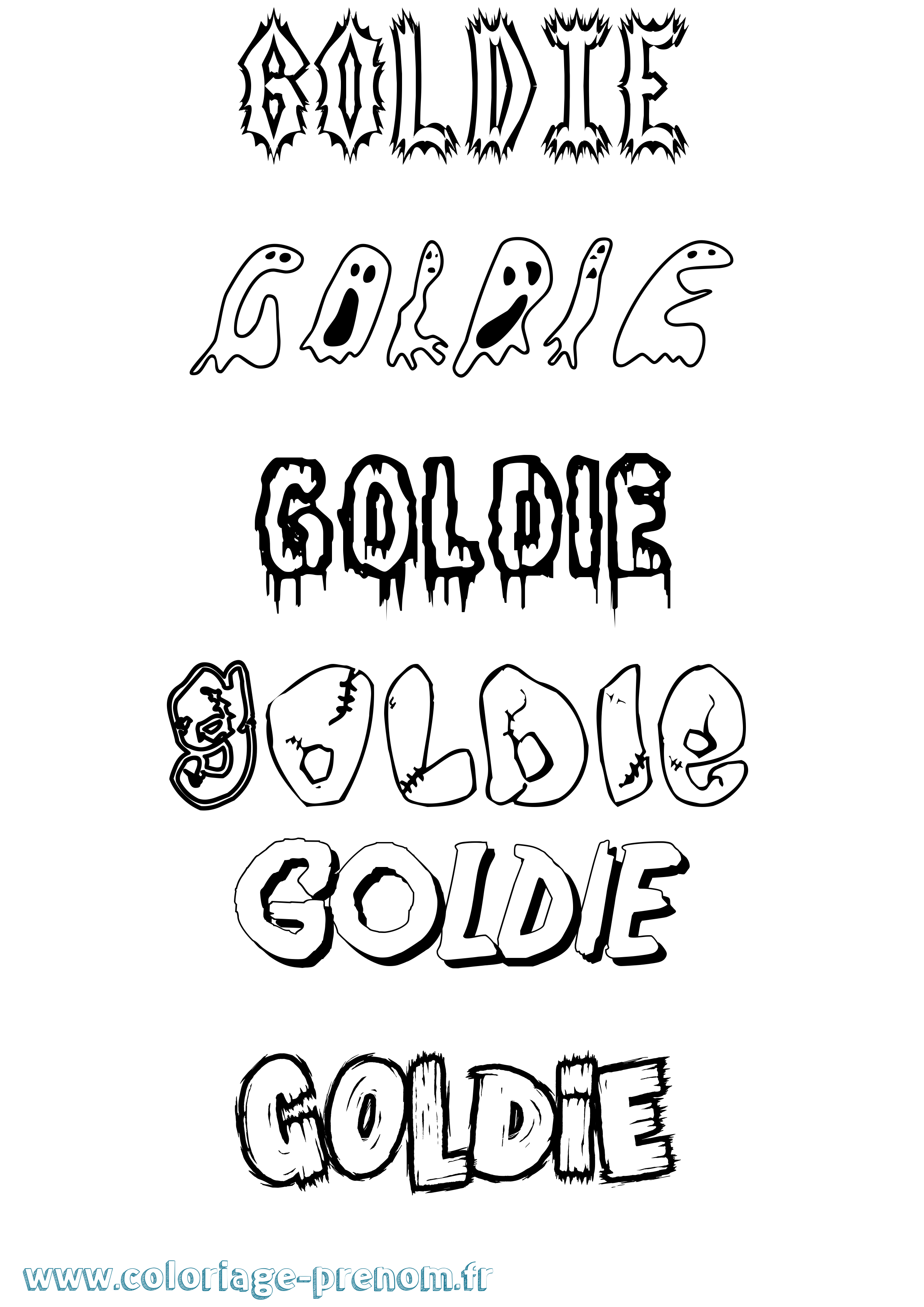 Coloriage prénom Goldie Frisson