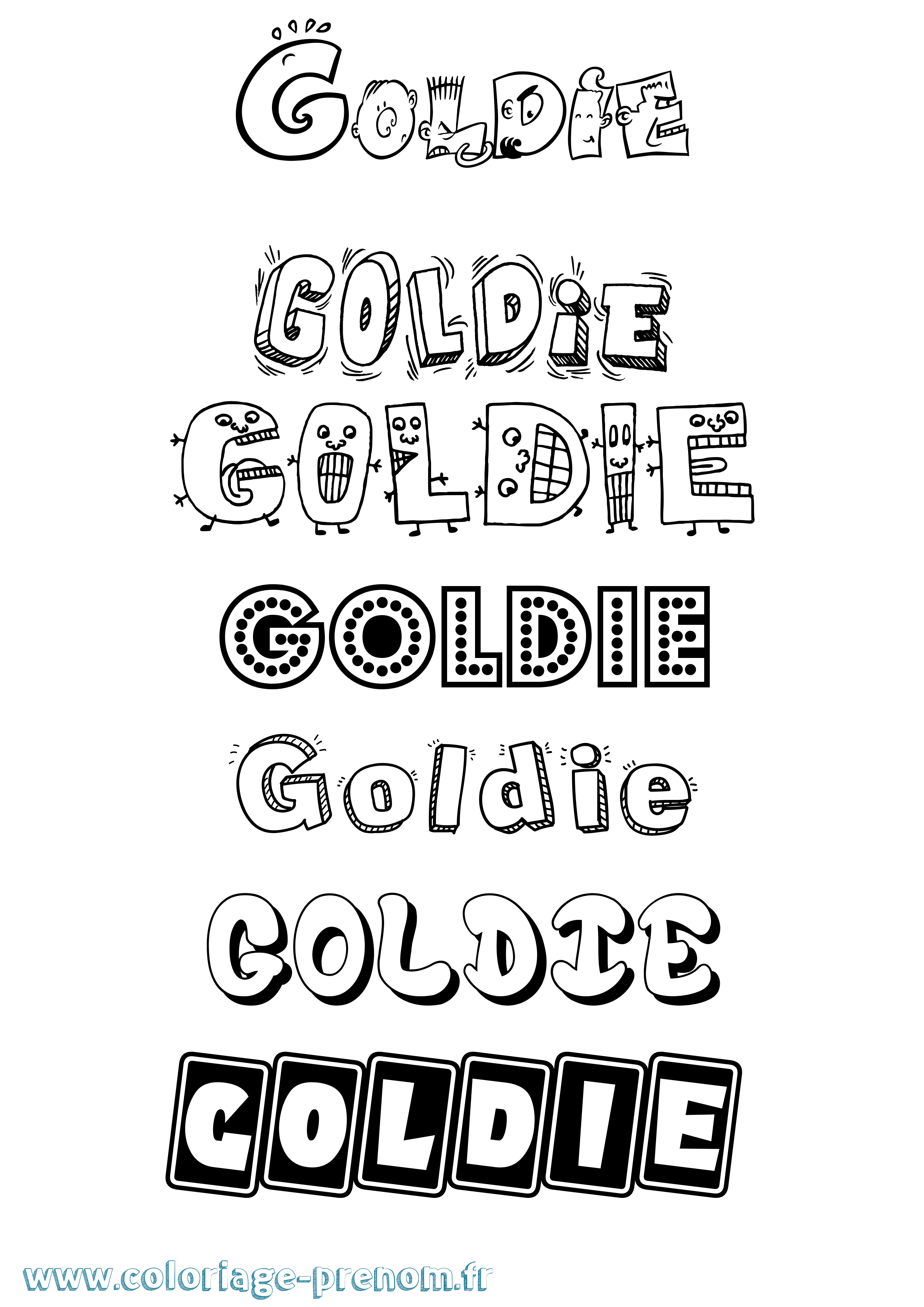 Coloriage prénom Goldie Fun