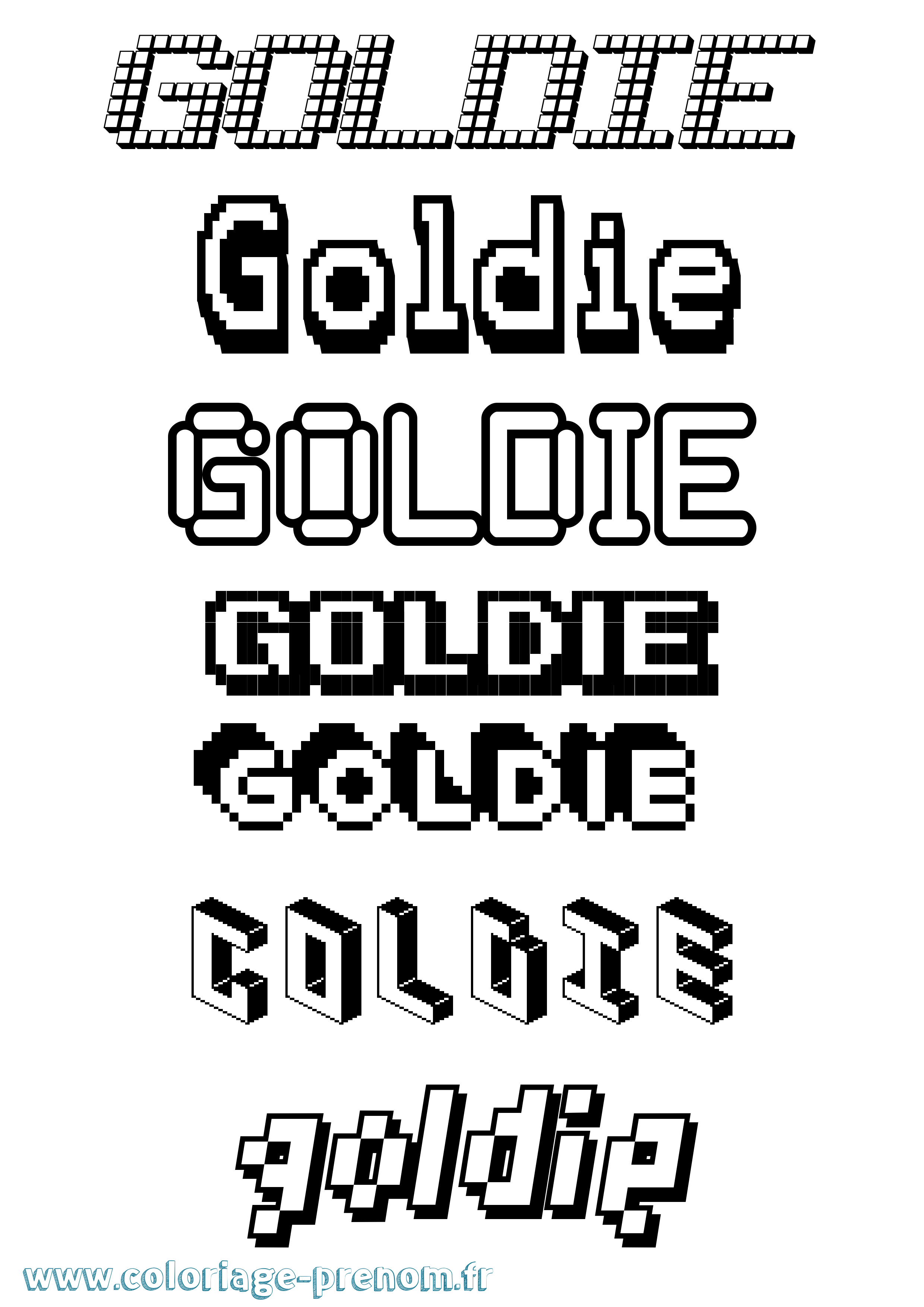 Coloriage prénom Goldie Pixel