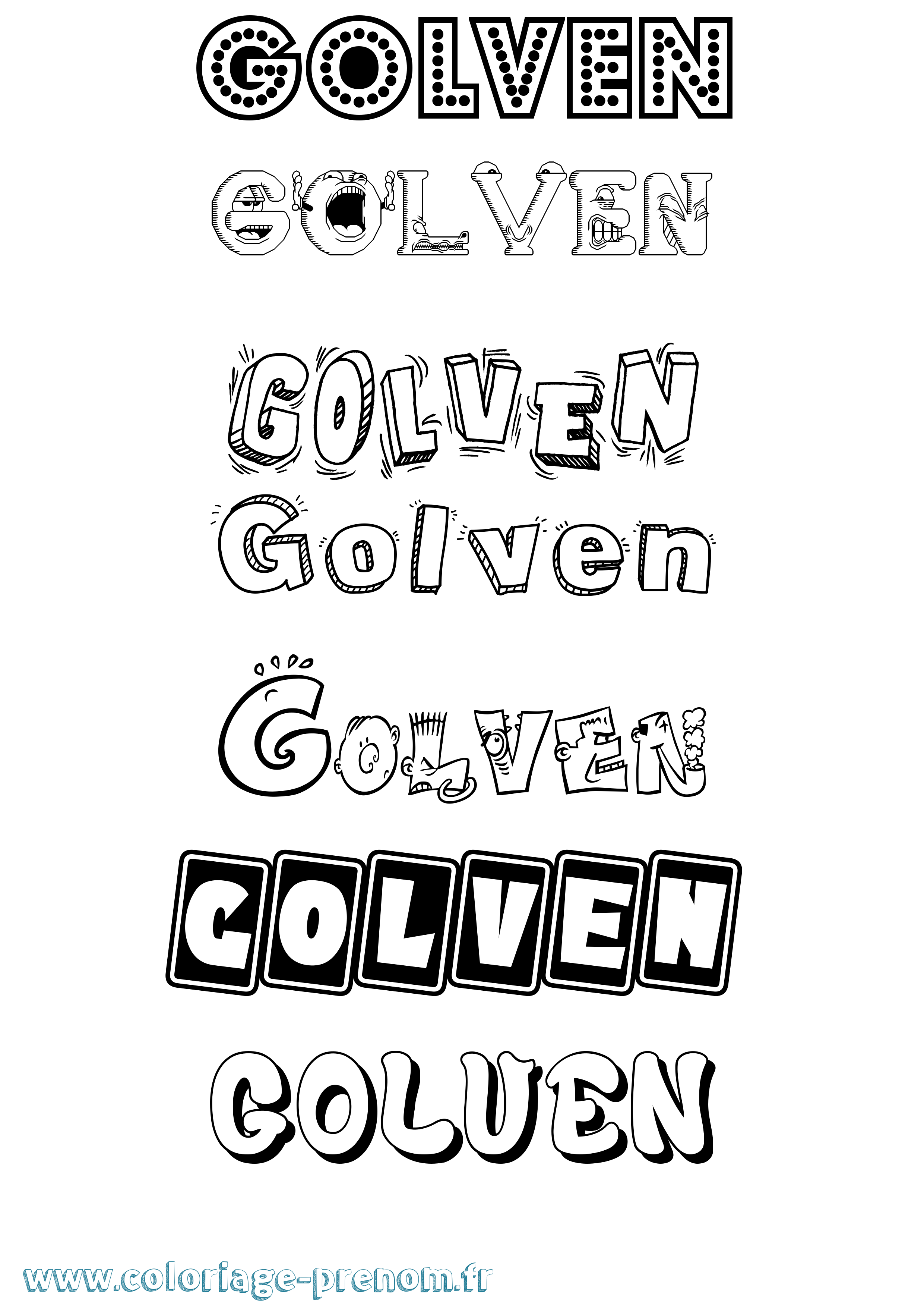 Coloriage prénom Golven Fun