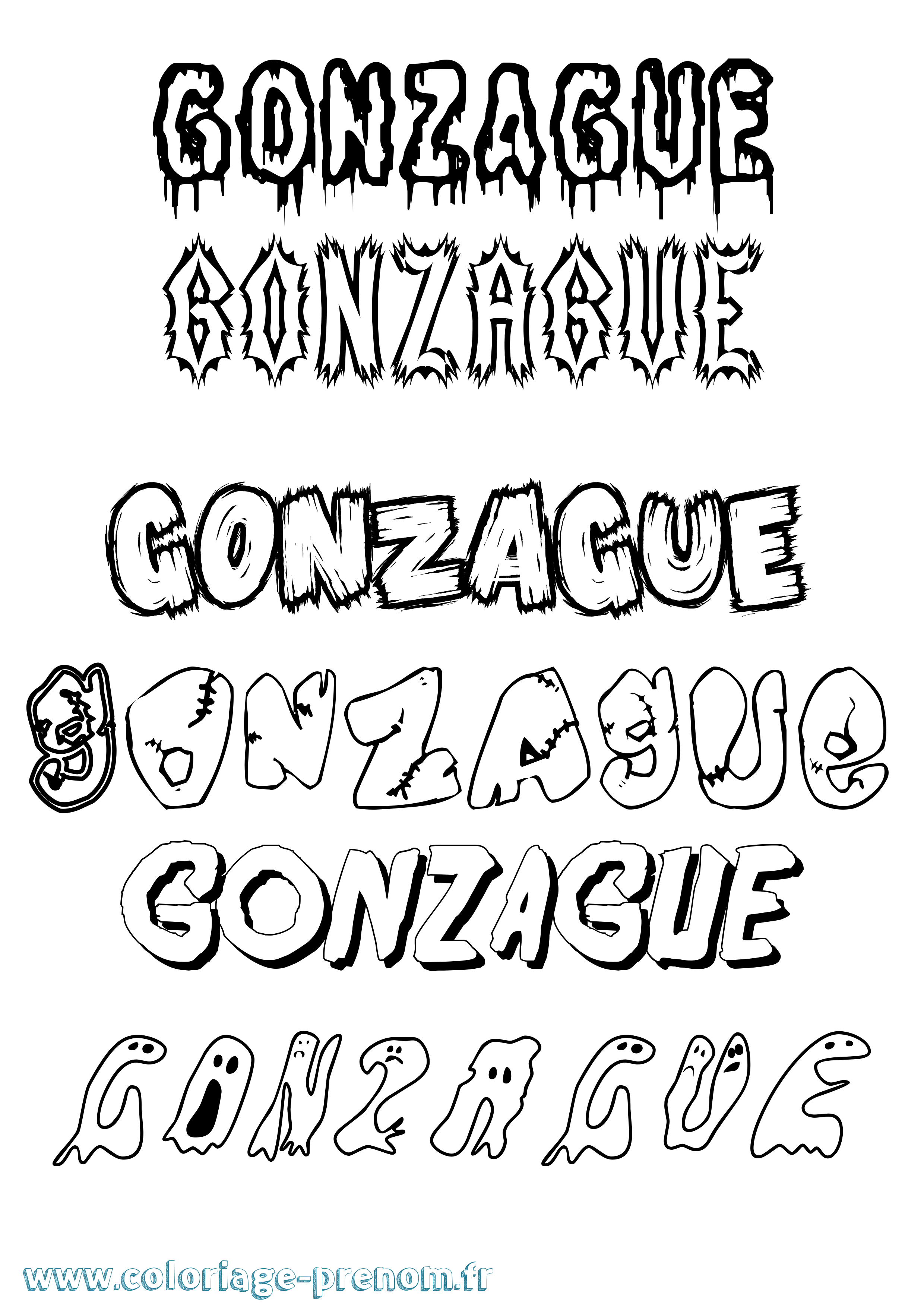 Coloriage prénom Gonzague