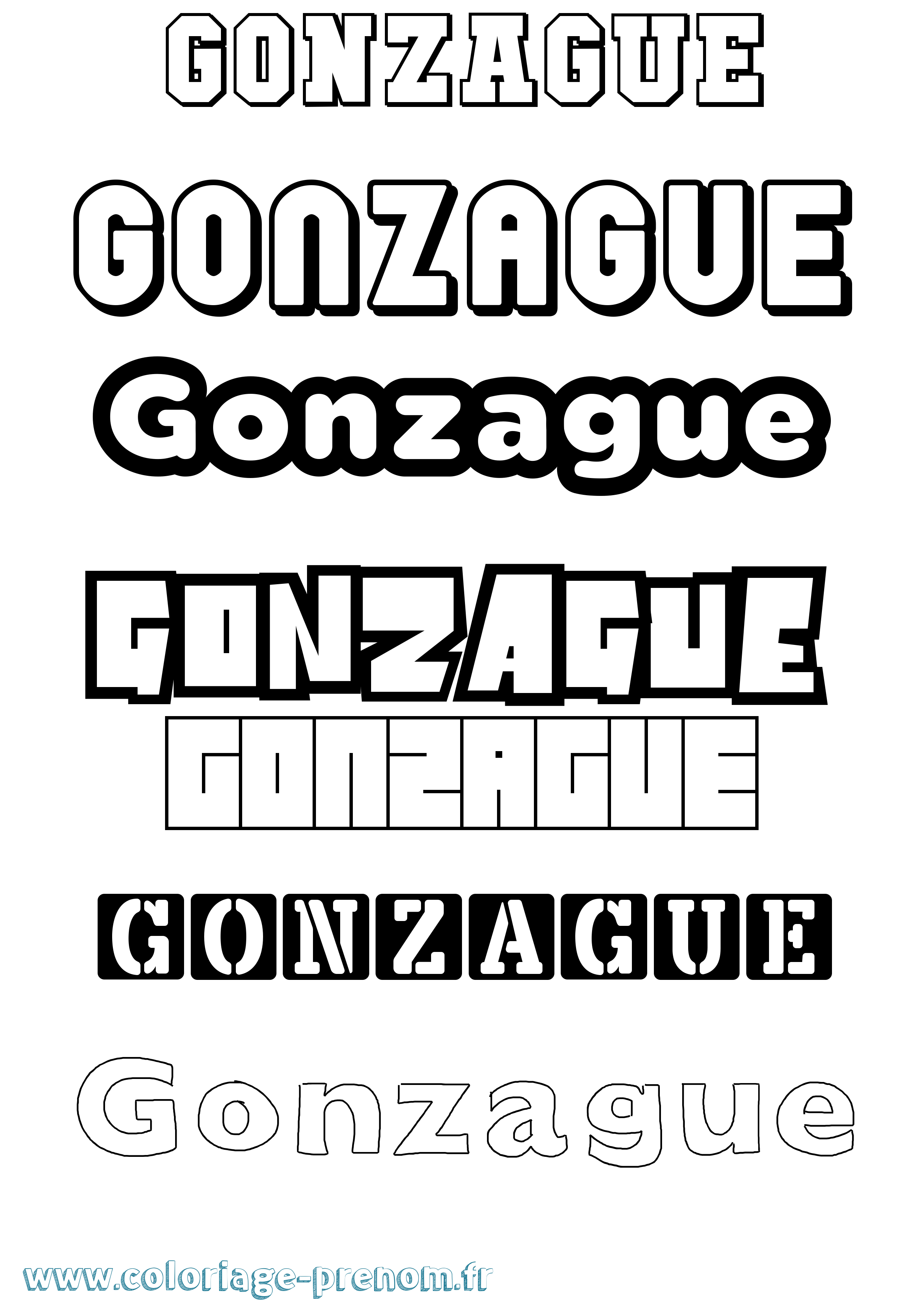 Coloriage prénom Gonzague