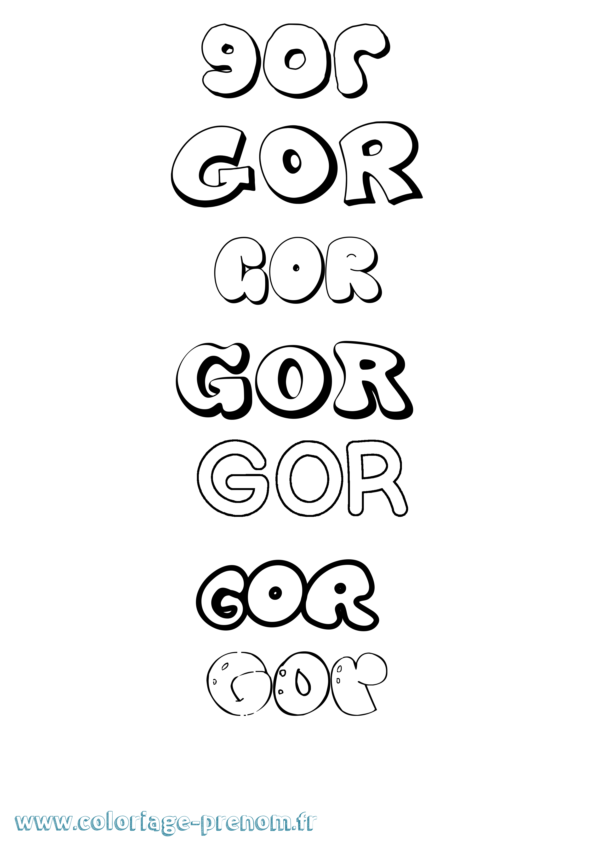 Coloriage prénom Gor Bubble