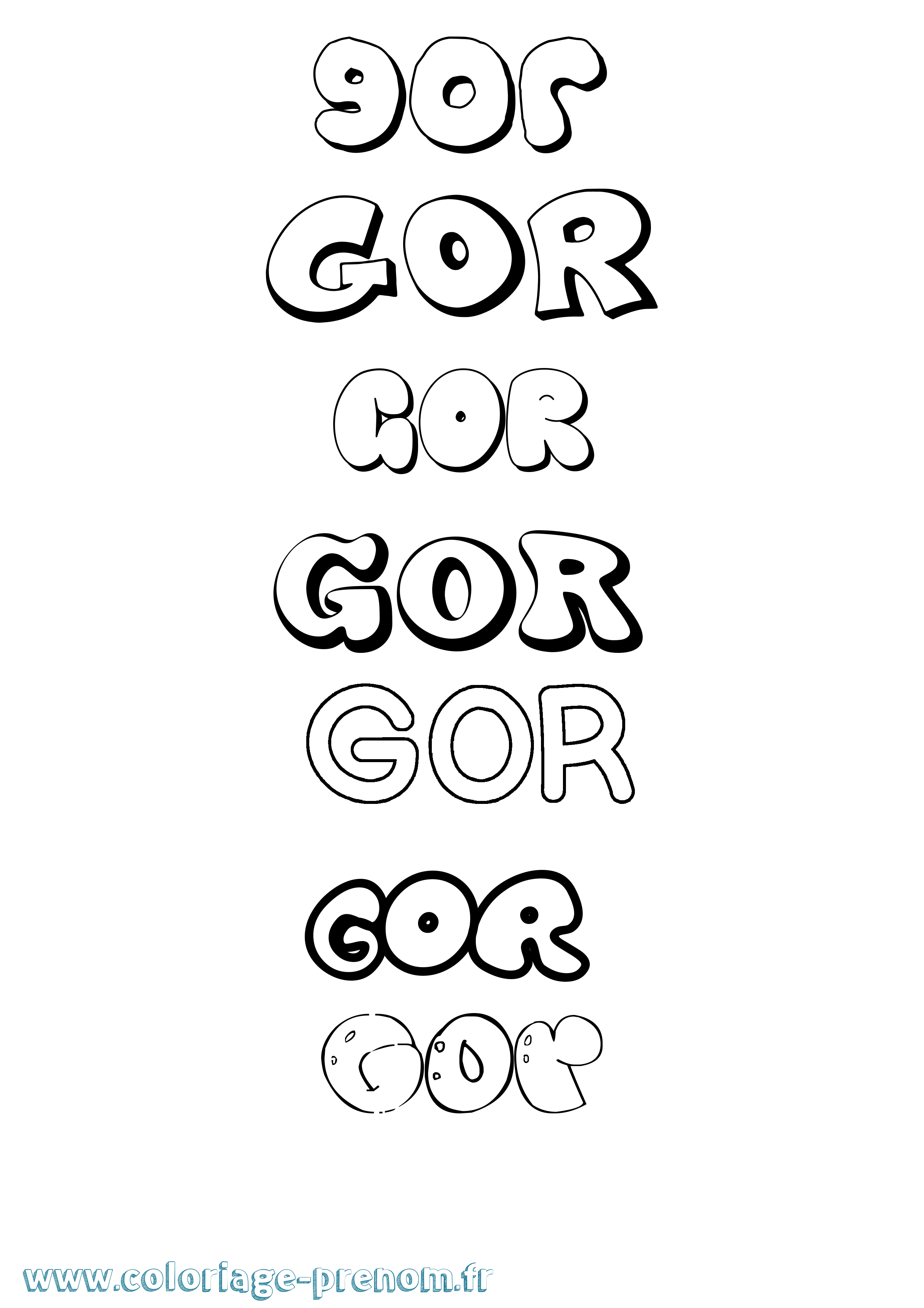 Coloriage Gor Bubble Coloriage prénom Gor Bubble