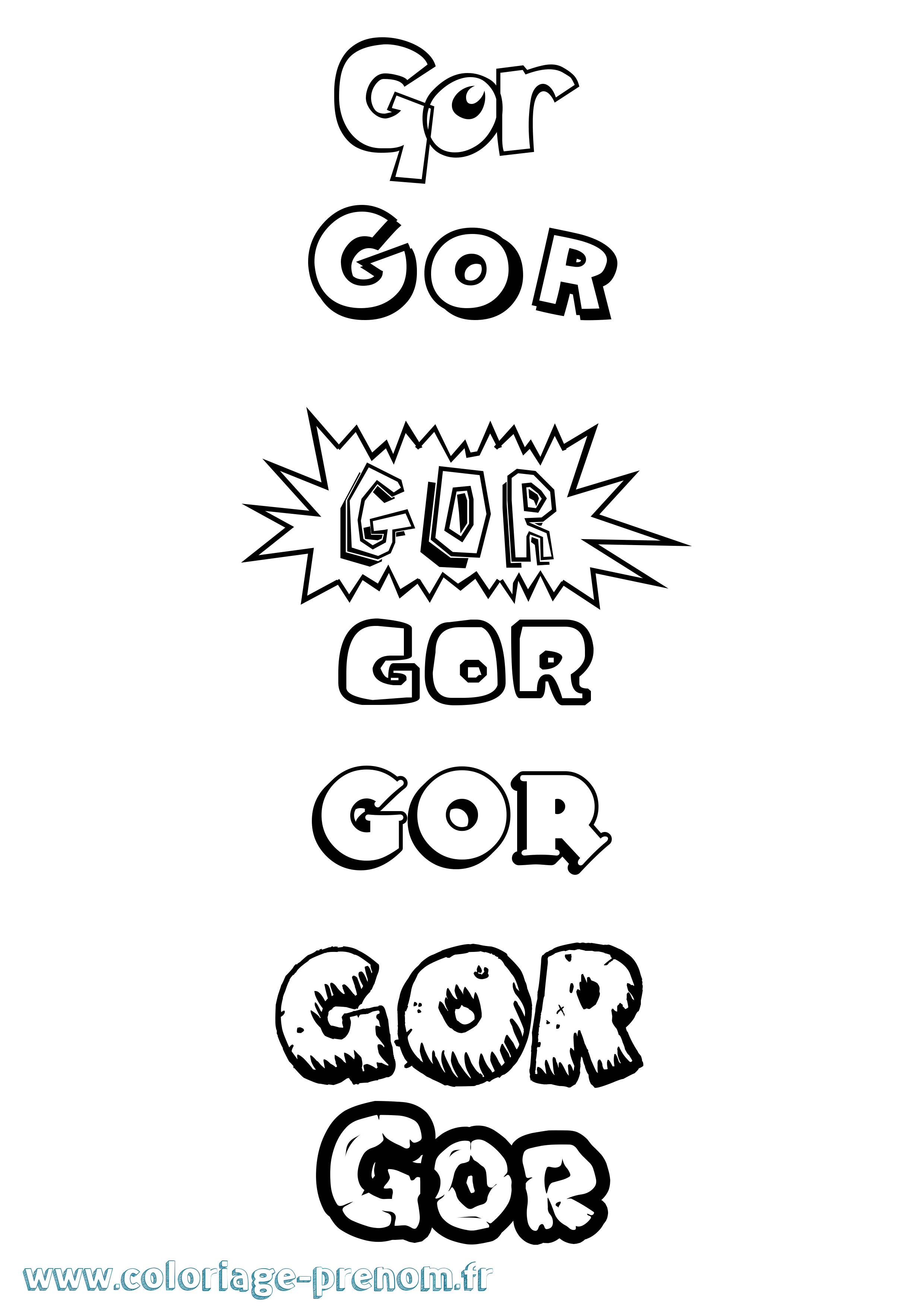 Coloriage Gor Dessin Animé Coloriage prénom Gor Dessin Animé