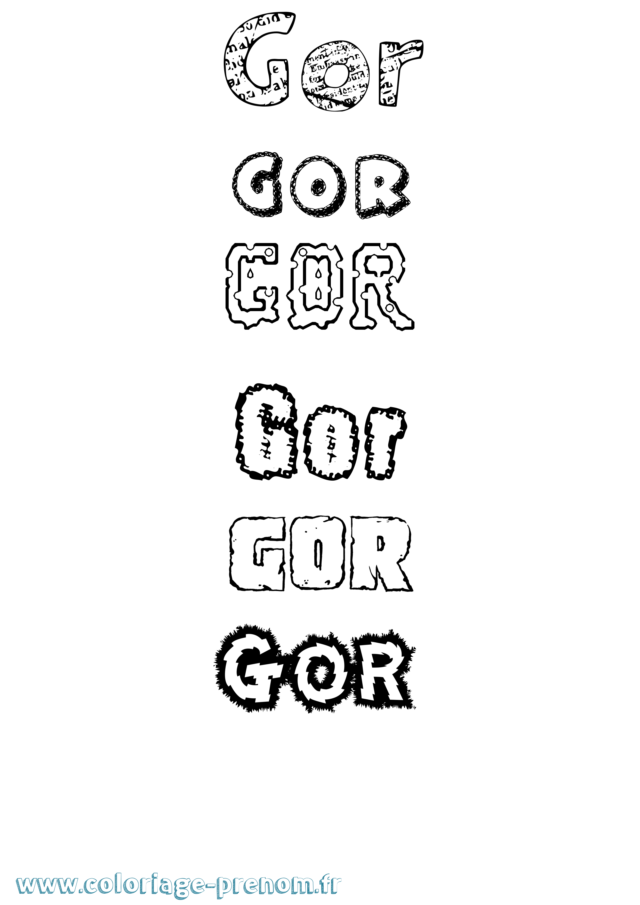 Coloriage Gor Destructuré Coloriage prénom Gor Destructuré
