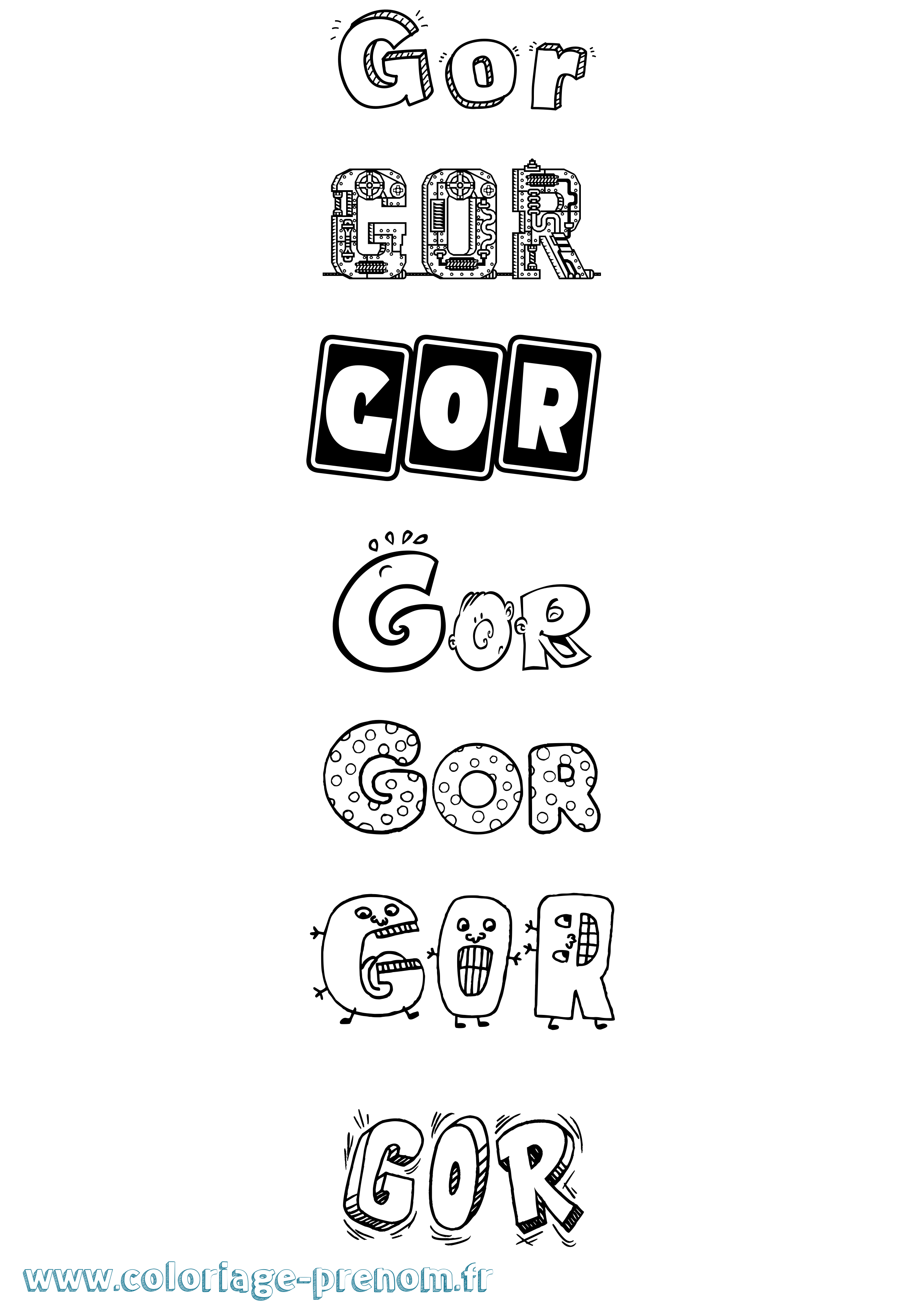 Coloriage prénom Gor Fun