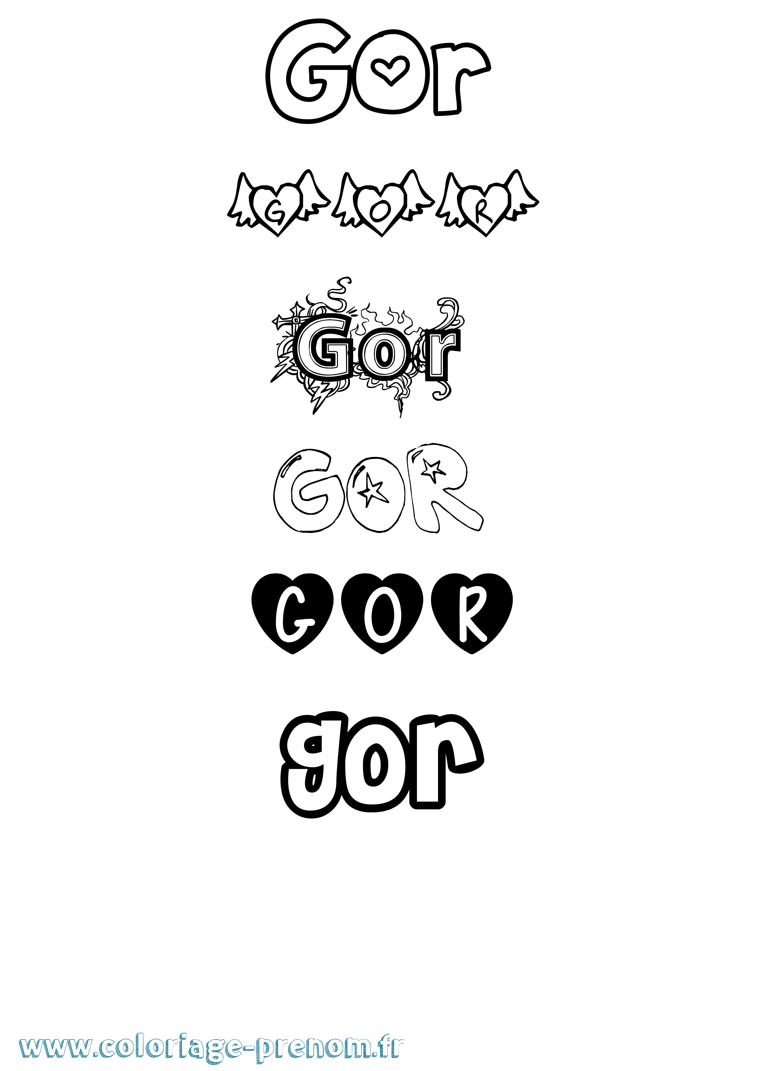 Coloriage Gor Girly Coloriage prénom Gor Girly