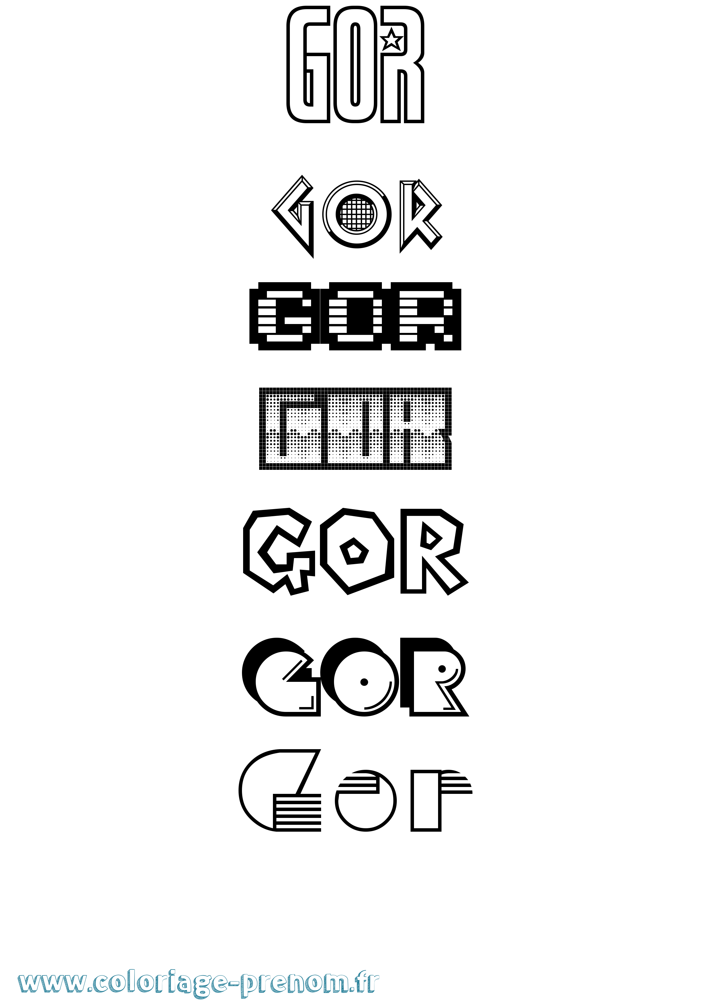 Coloriage Gor Jeux Vidéos Coloriage prénom Gor Jeux Vidéos