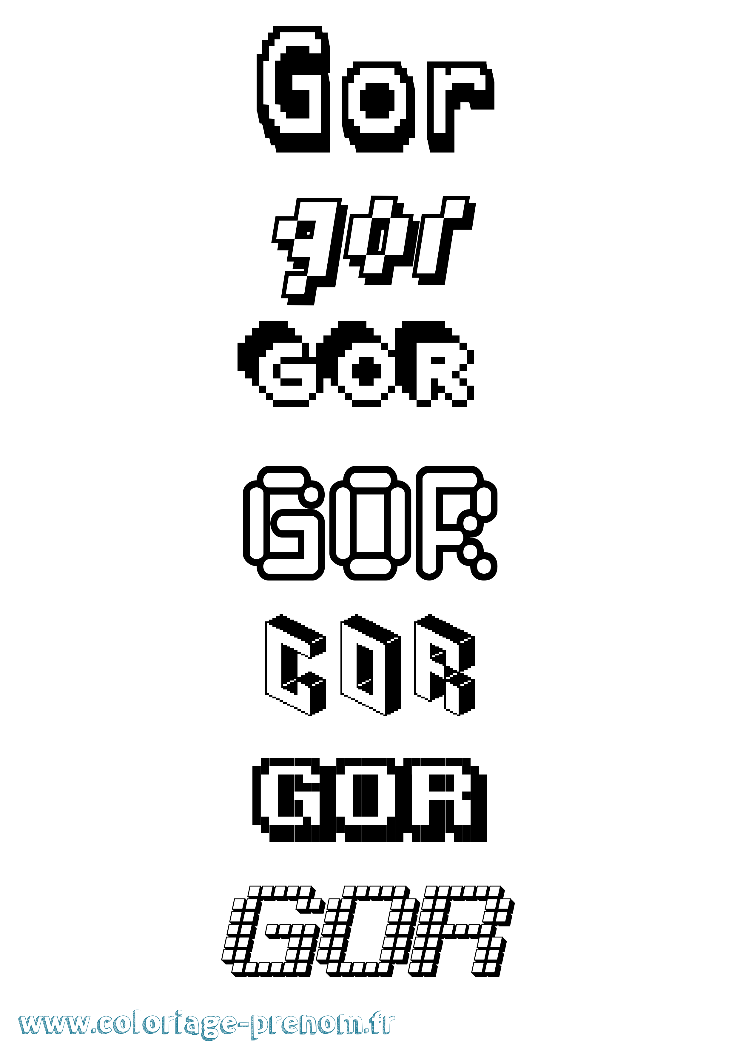 Coloriage Gor Pixel Coloriage prénom Gor Pixel