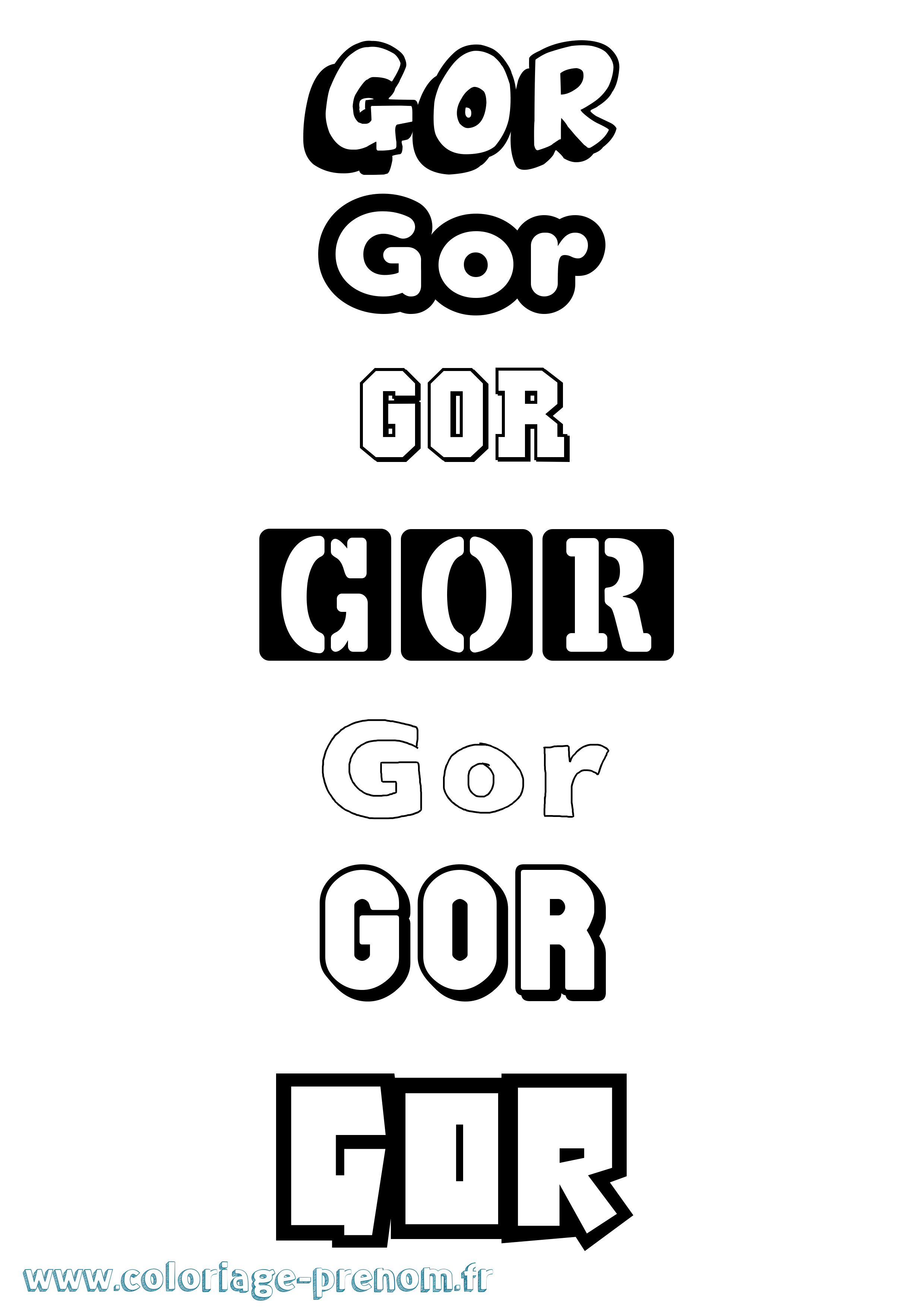 Coloriage Gor Simple Coloriage prénom Gor Simple