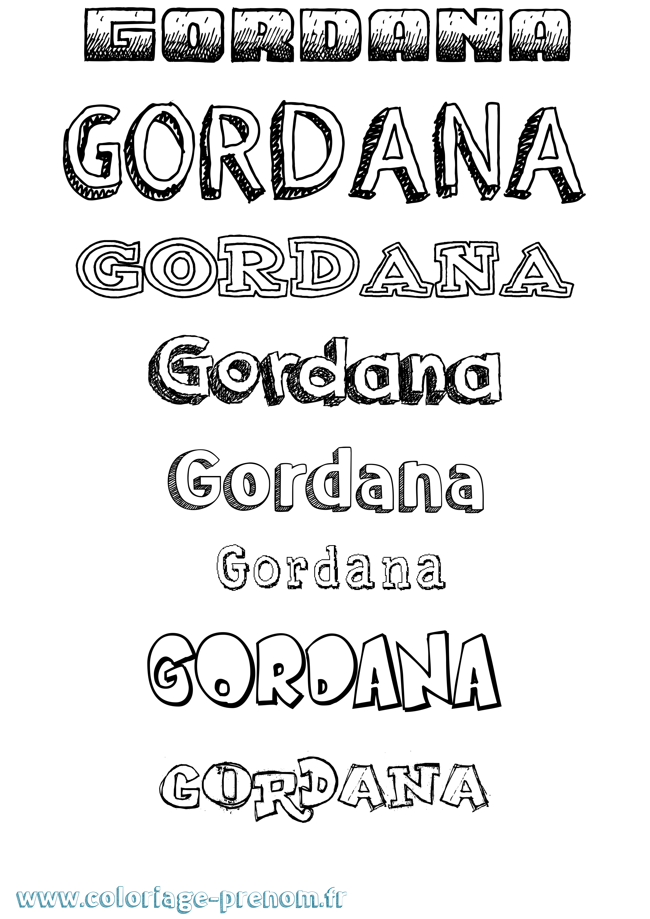 Coloriage prénom Gordana Dessiné