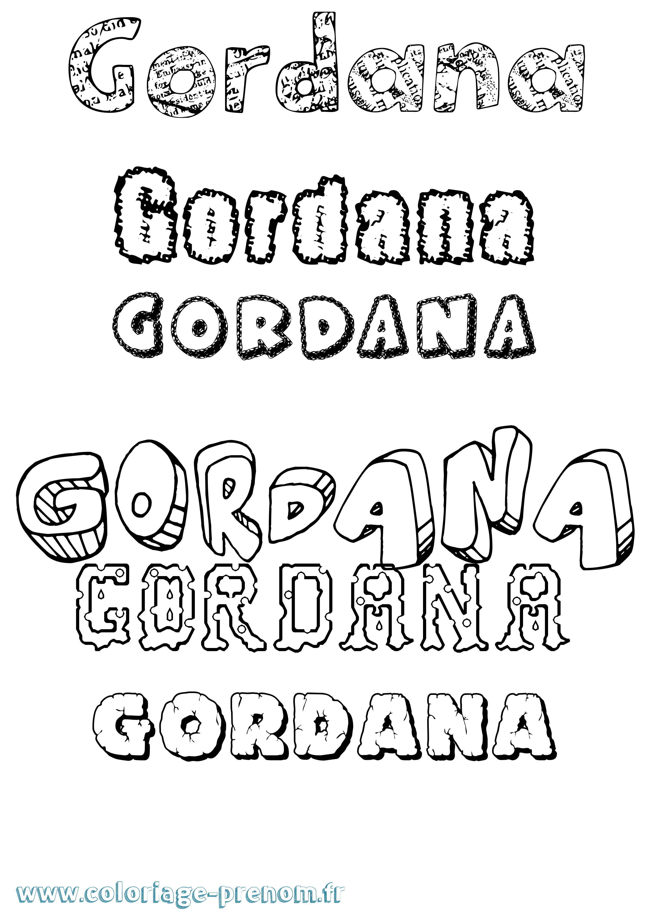 Coloriage prénom Gordana Destructuré