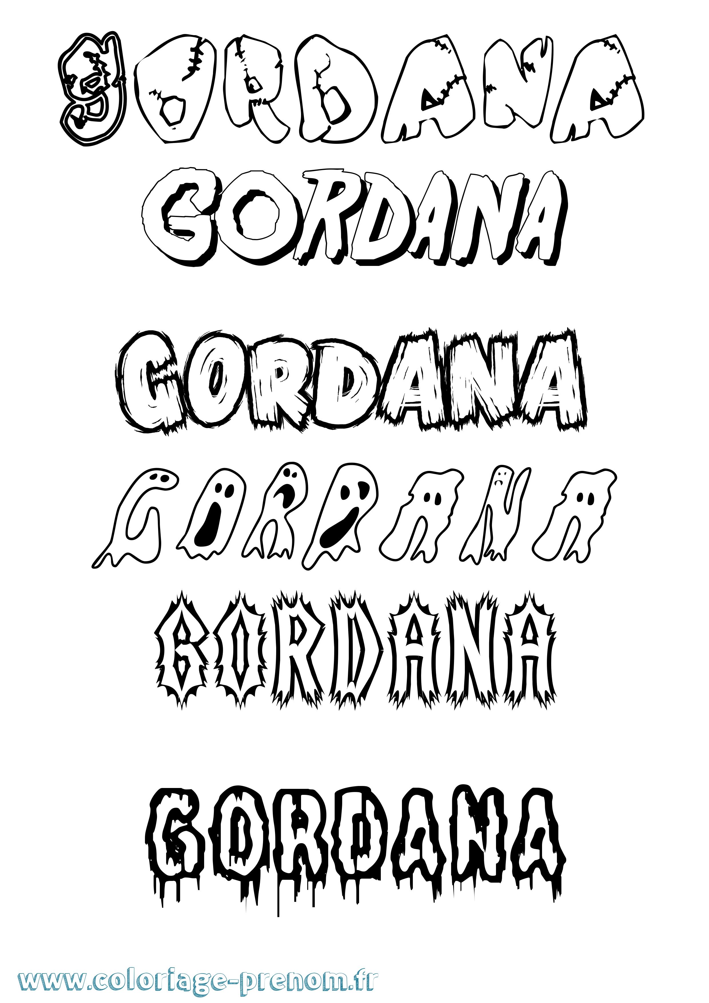 Coloriage prénom Gordana Frisson