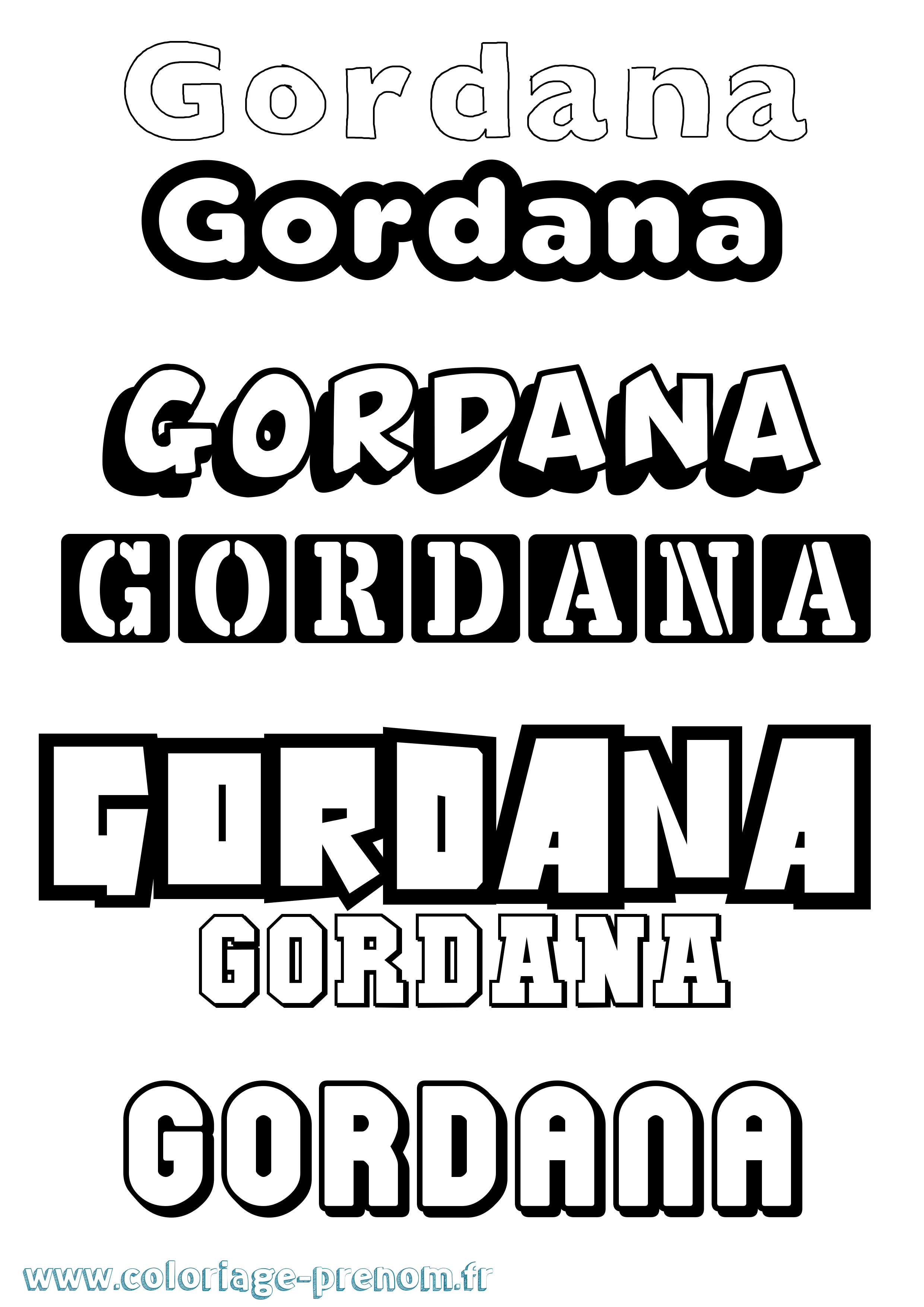 Coloriage prénom Gordana Simple