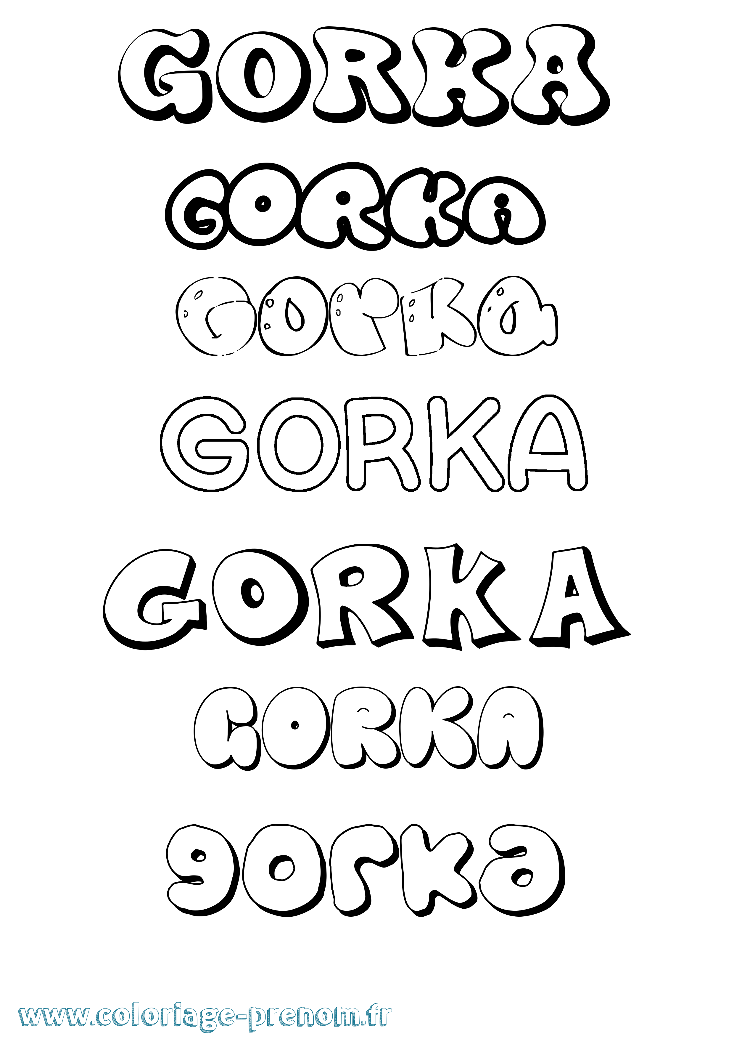 Coloriage prénom Gorka Bubble