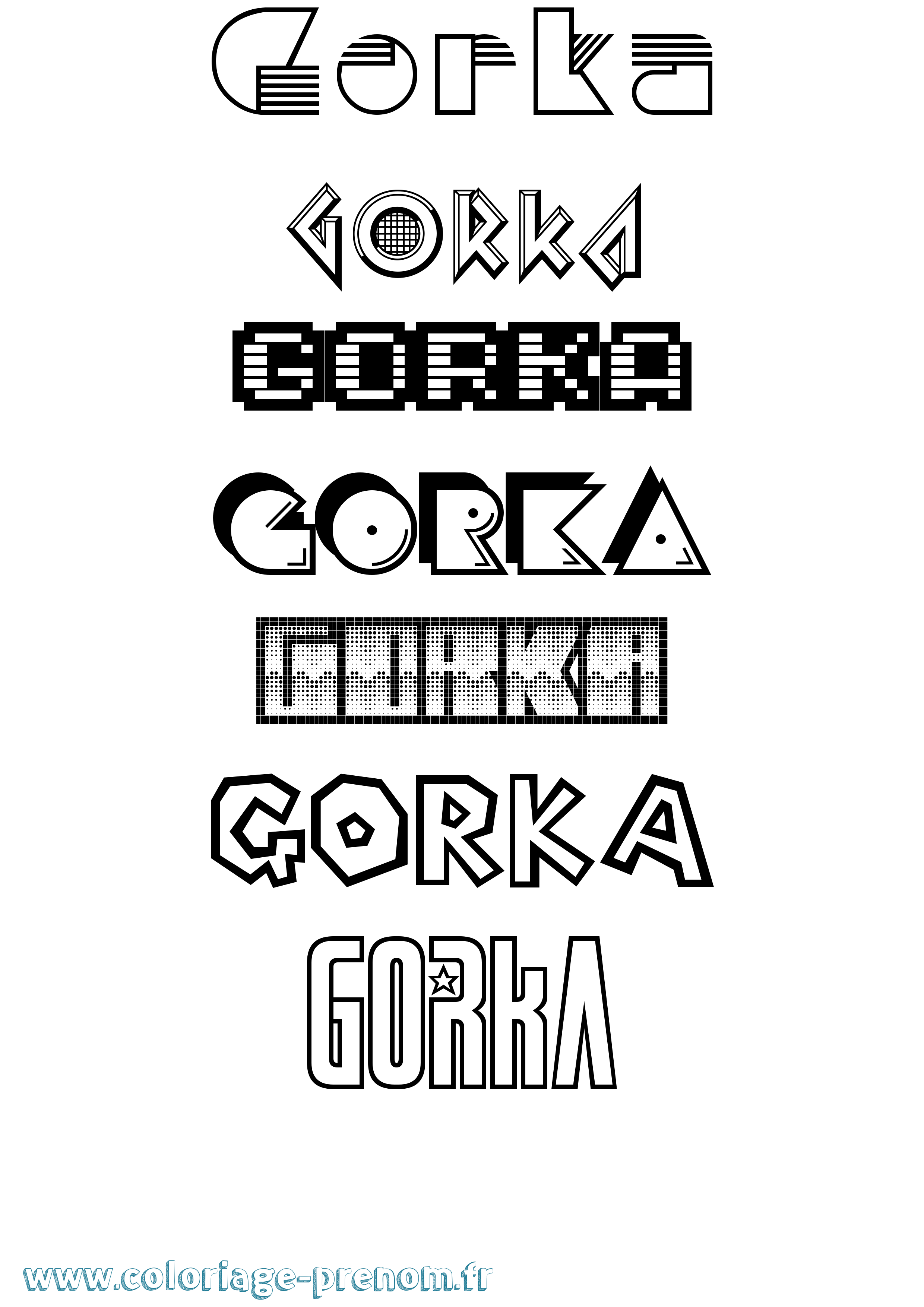 Coloriage prénom Gorka Jeux Vidéos