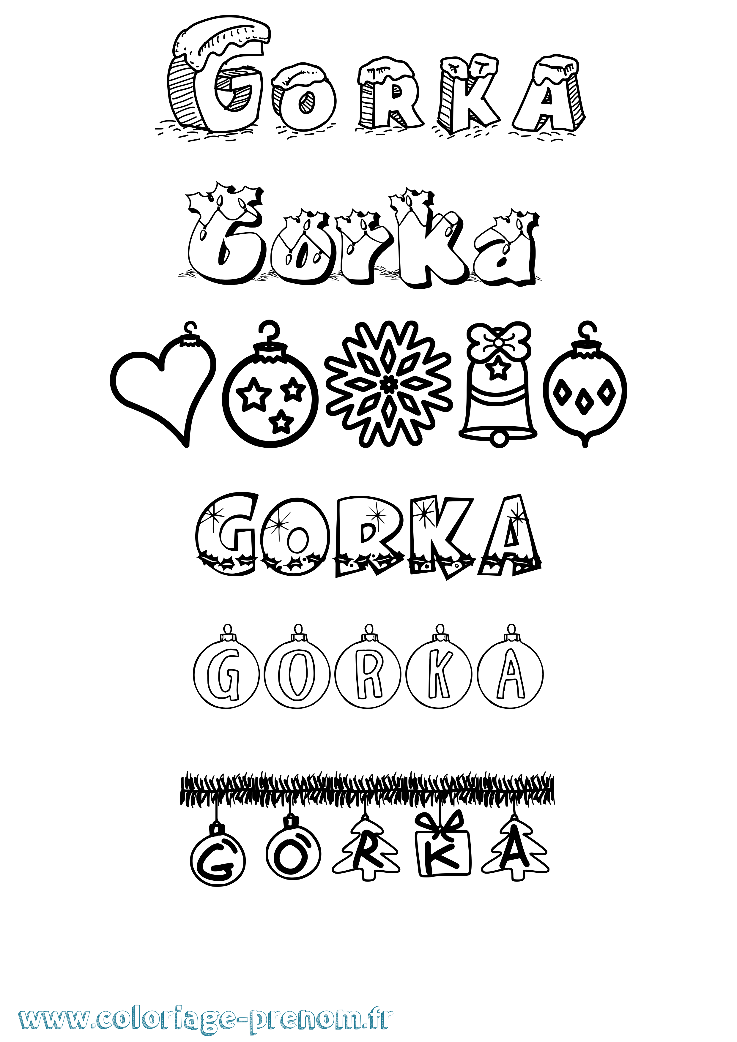 Coloriage prénom Gorka Noël