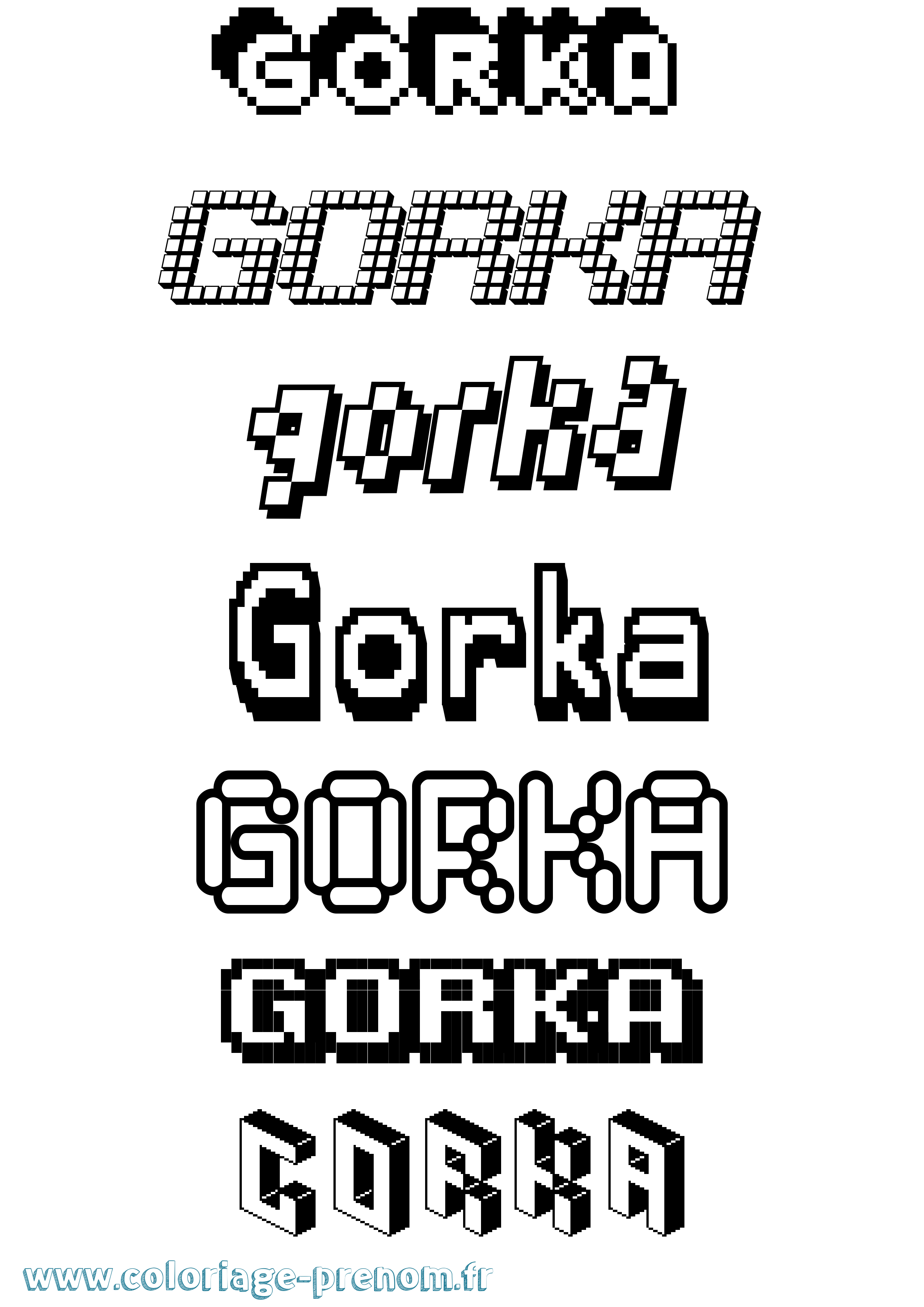 Coloriage prénom Gorka Pixel