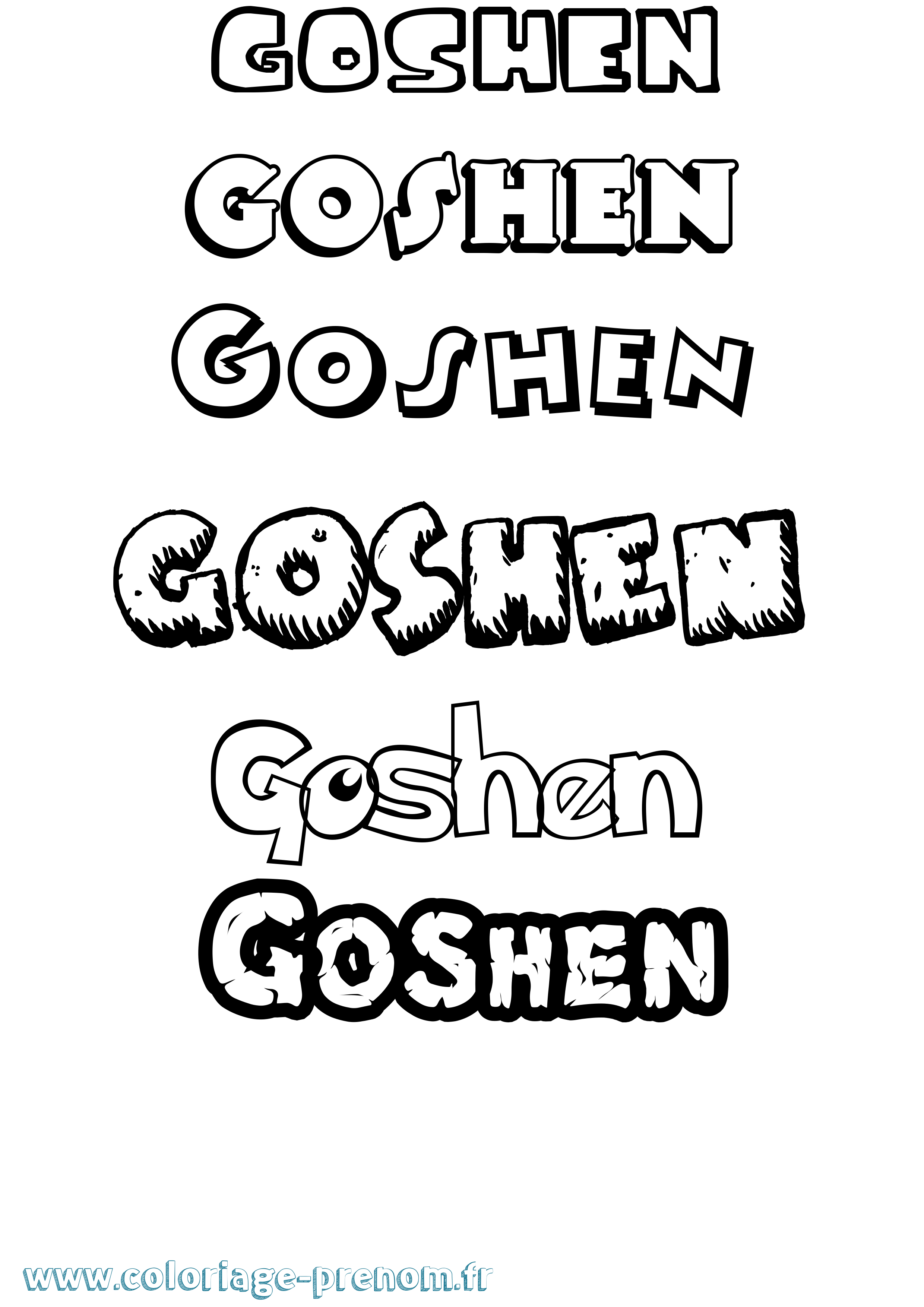 Coloriage Goshen Dessin Animé Coloriage prénom Goshen Dessin Animé