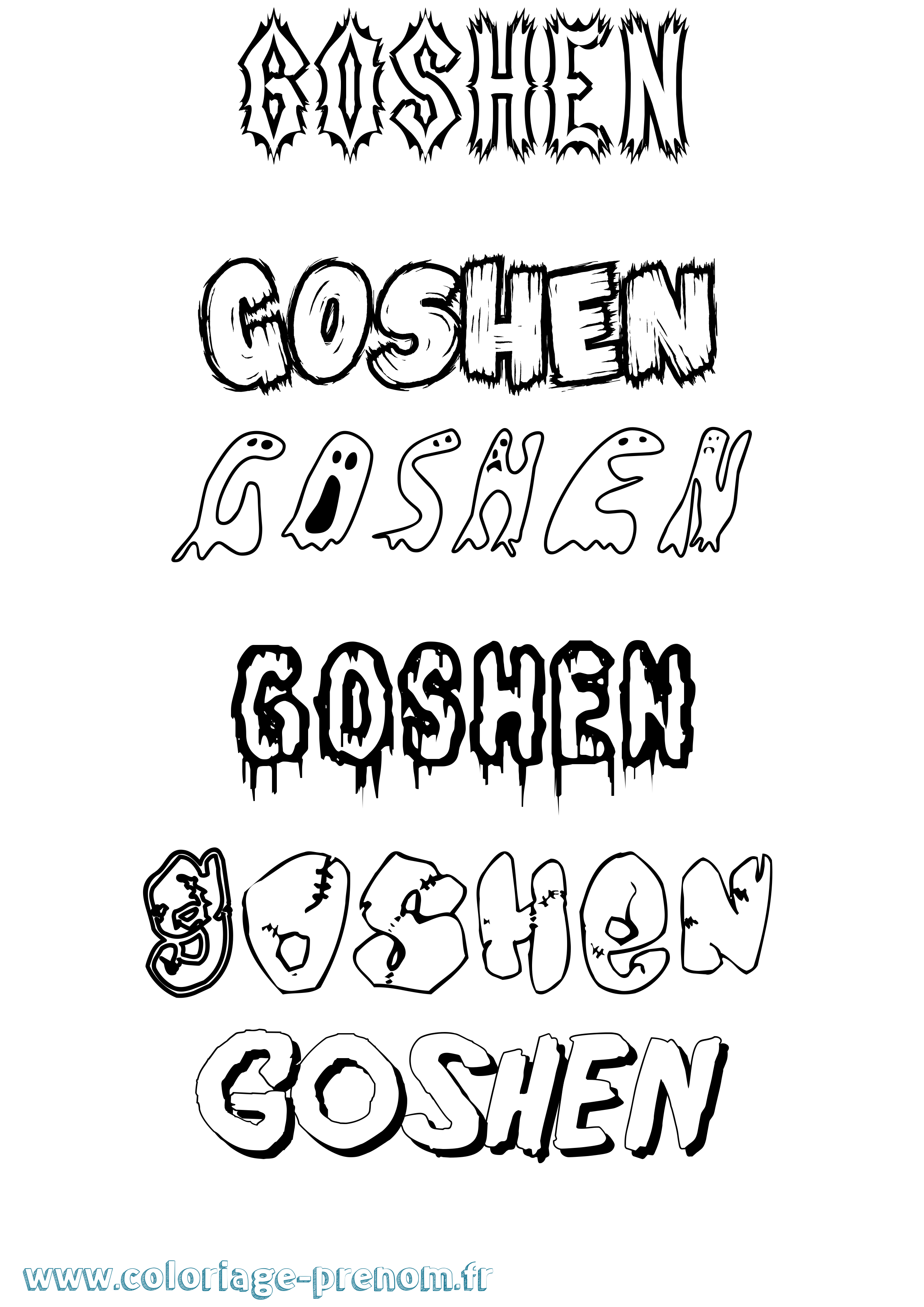 Coloriage prénom Goshen Frisson