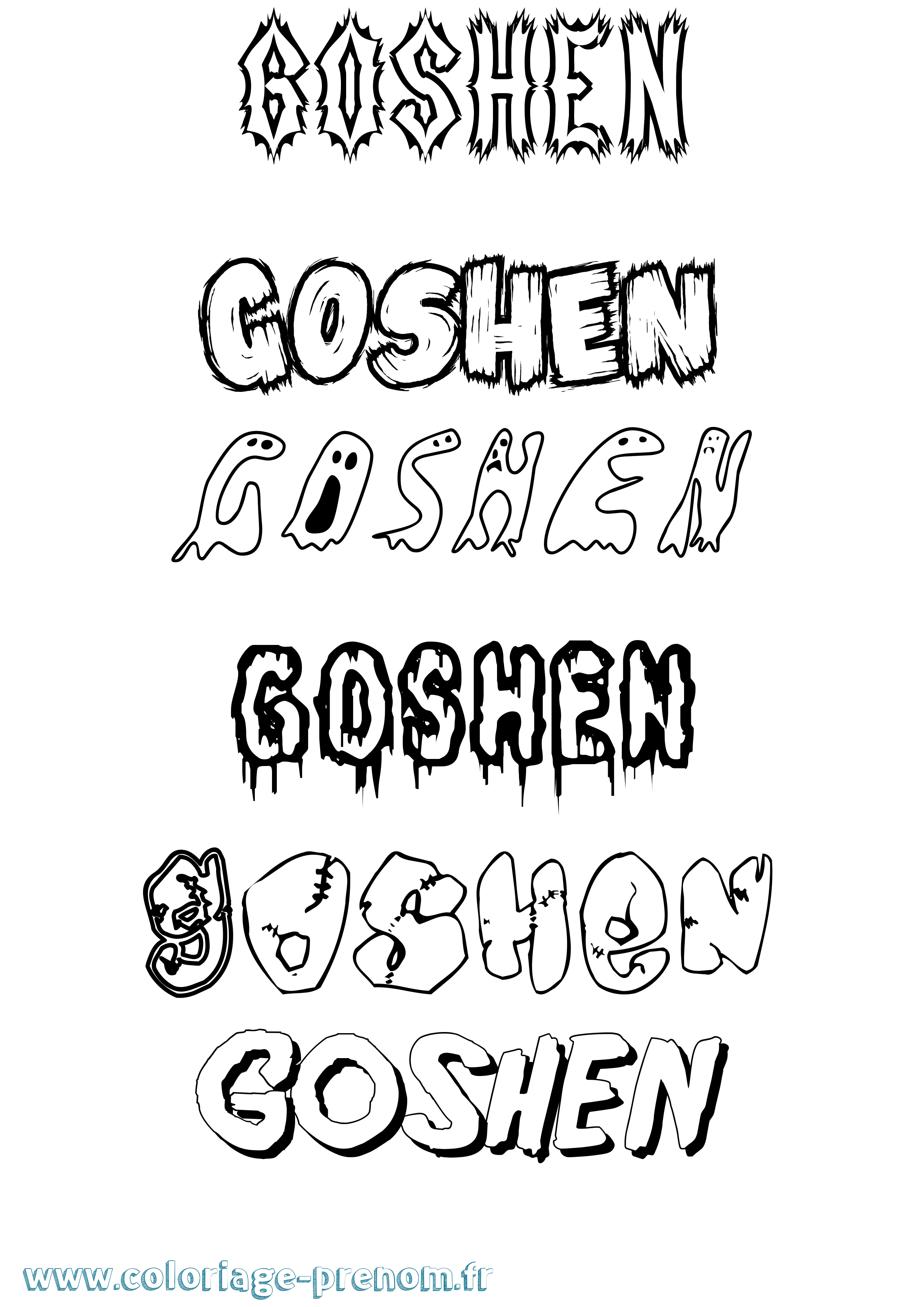 Coloriage Goshen Frisson Coloriage prénom Goshen Frisson