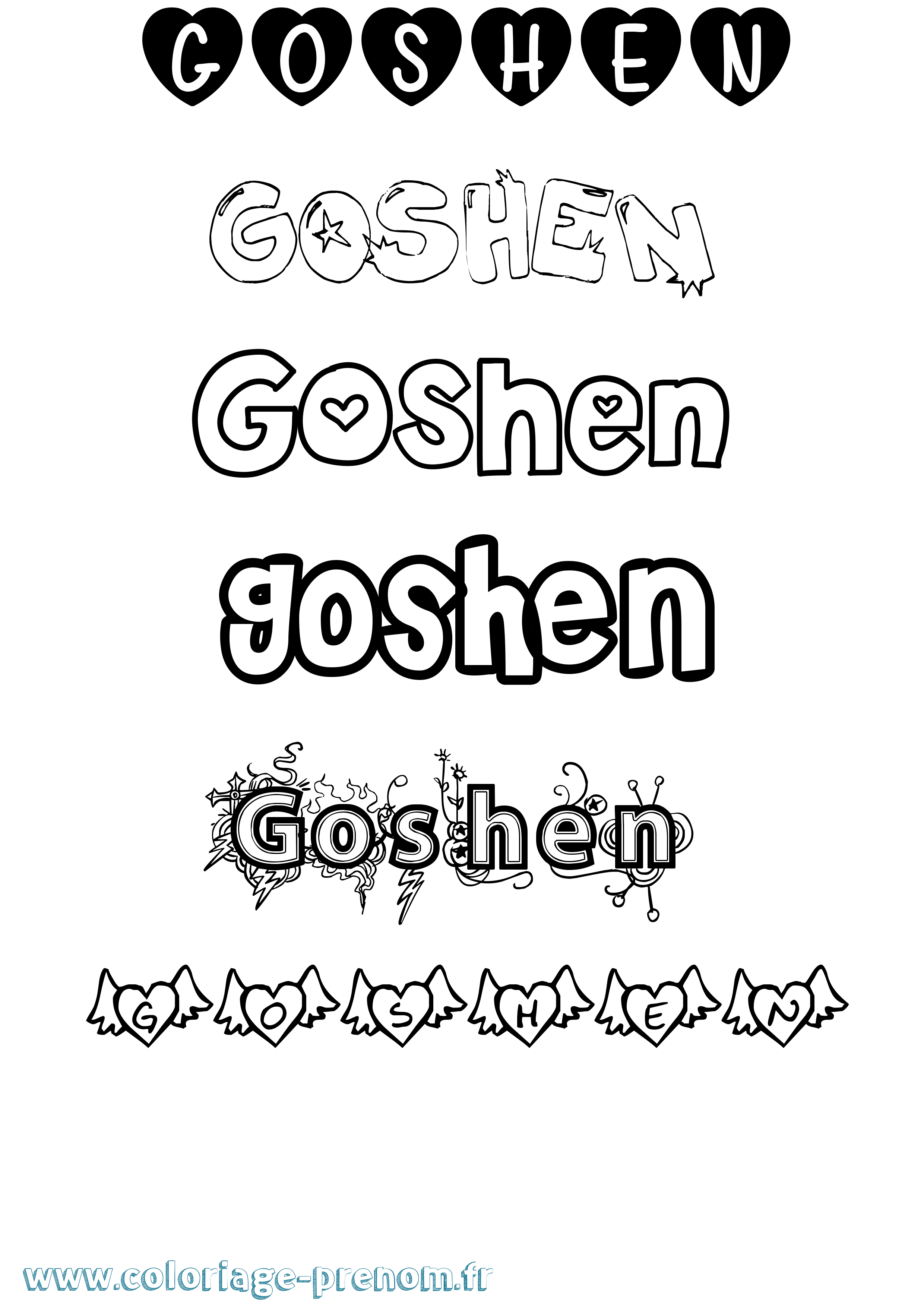 Coloriage Goshen Girly Coloriage prénom Goshen Girly