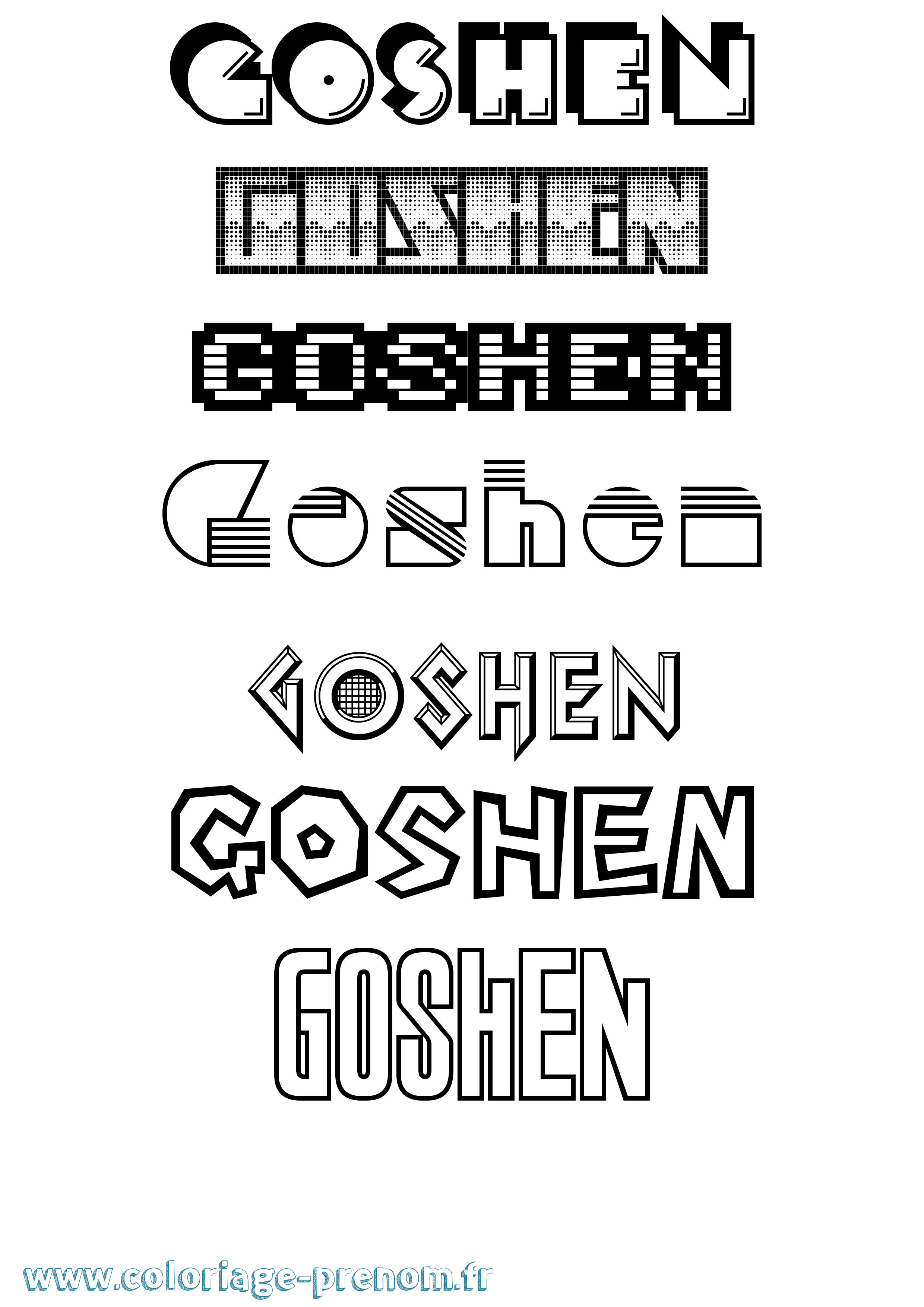 Coloriage prénom Goshen Jeux Vidéos