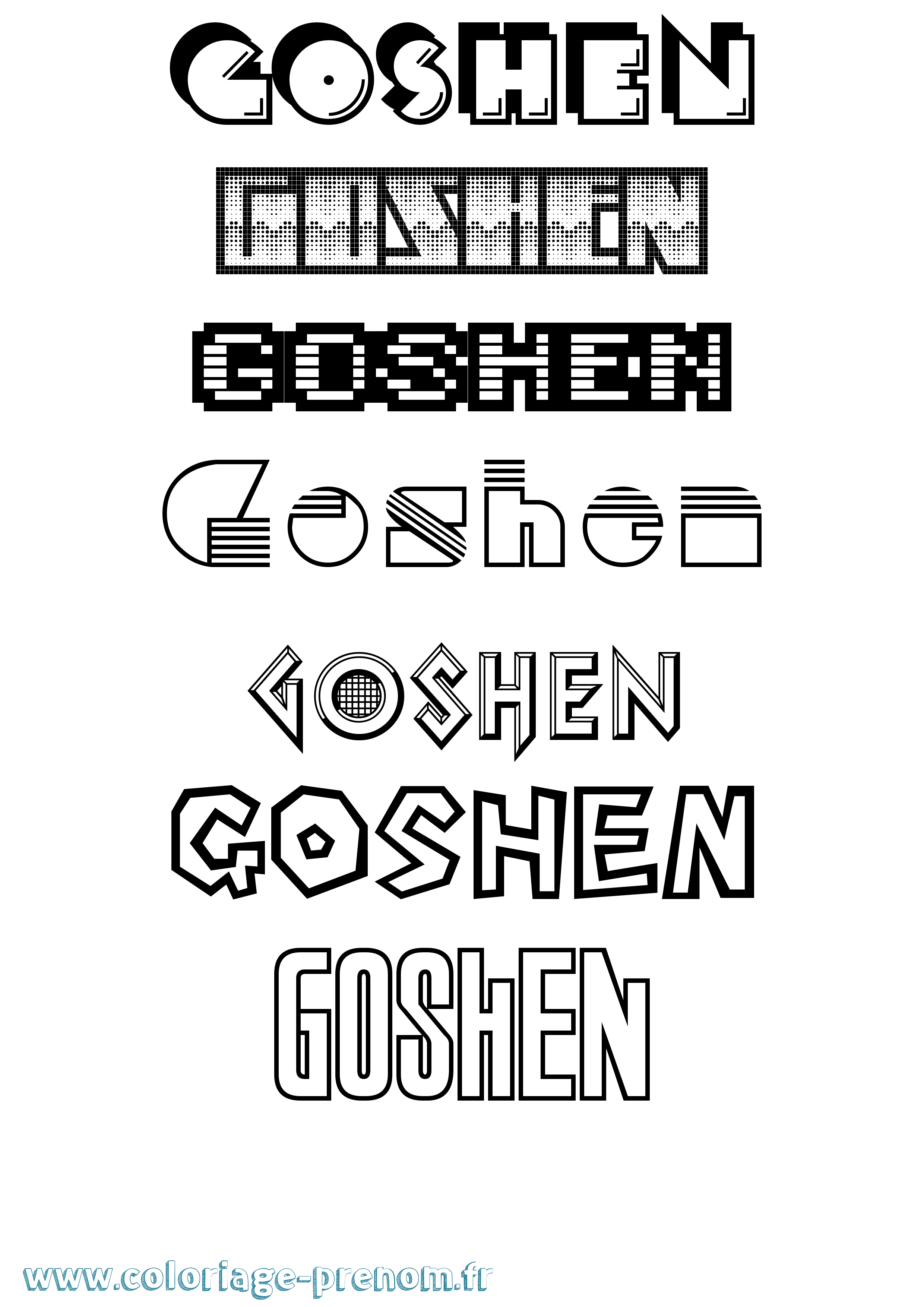 Coloriage Goshen Jeux Vidéos Coloriage prénom Goshen Jeux Vidéos