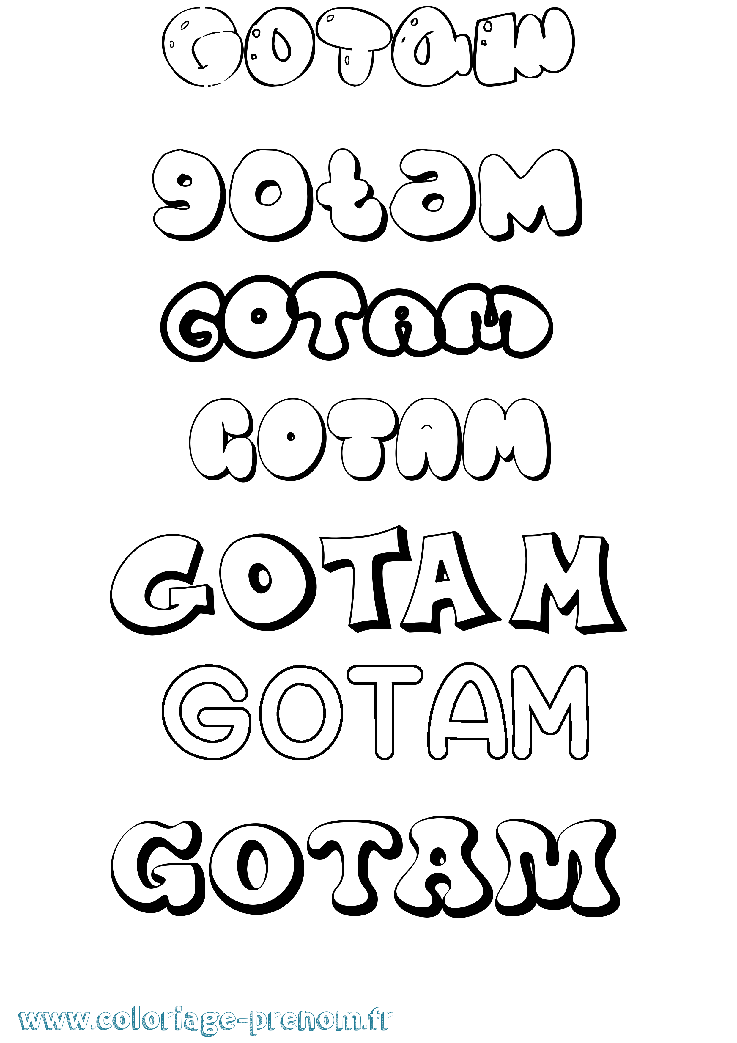 Coloriage prénom Gotam Bubble
