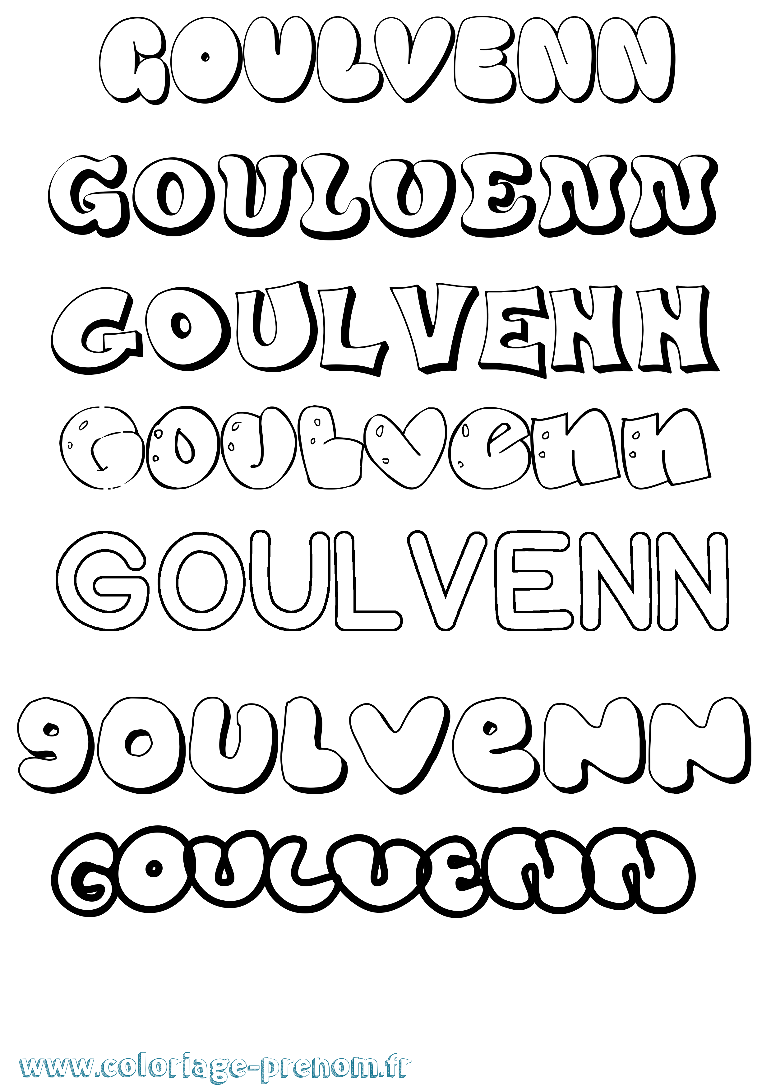 Coloriage Goulvenn Bubble Coloriage prénom Goulvenn Bubble
