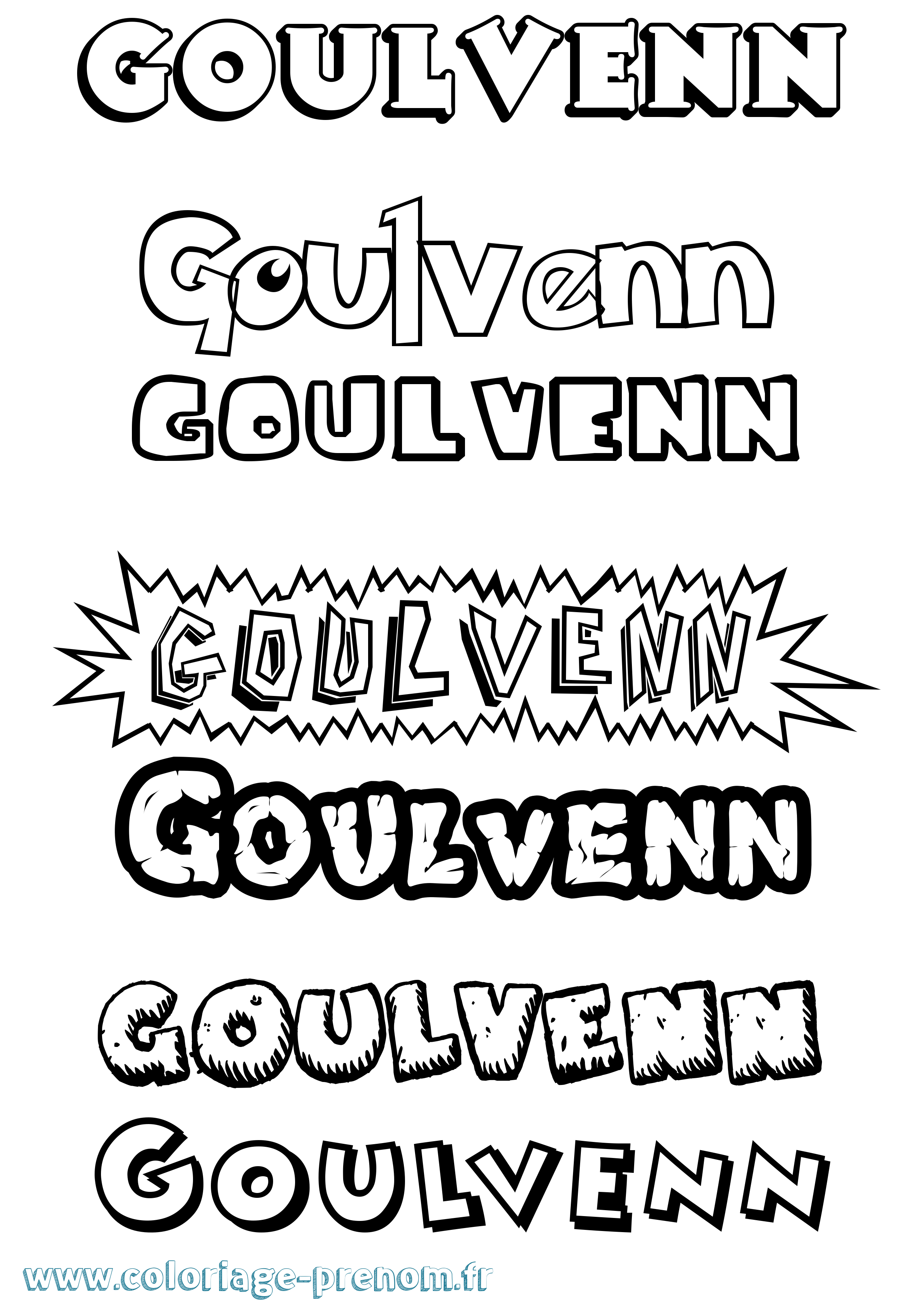 Coloriage Goulvenn Dessin Animé Coloriage prénom Goulvenn Dessin Animé