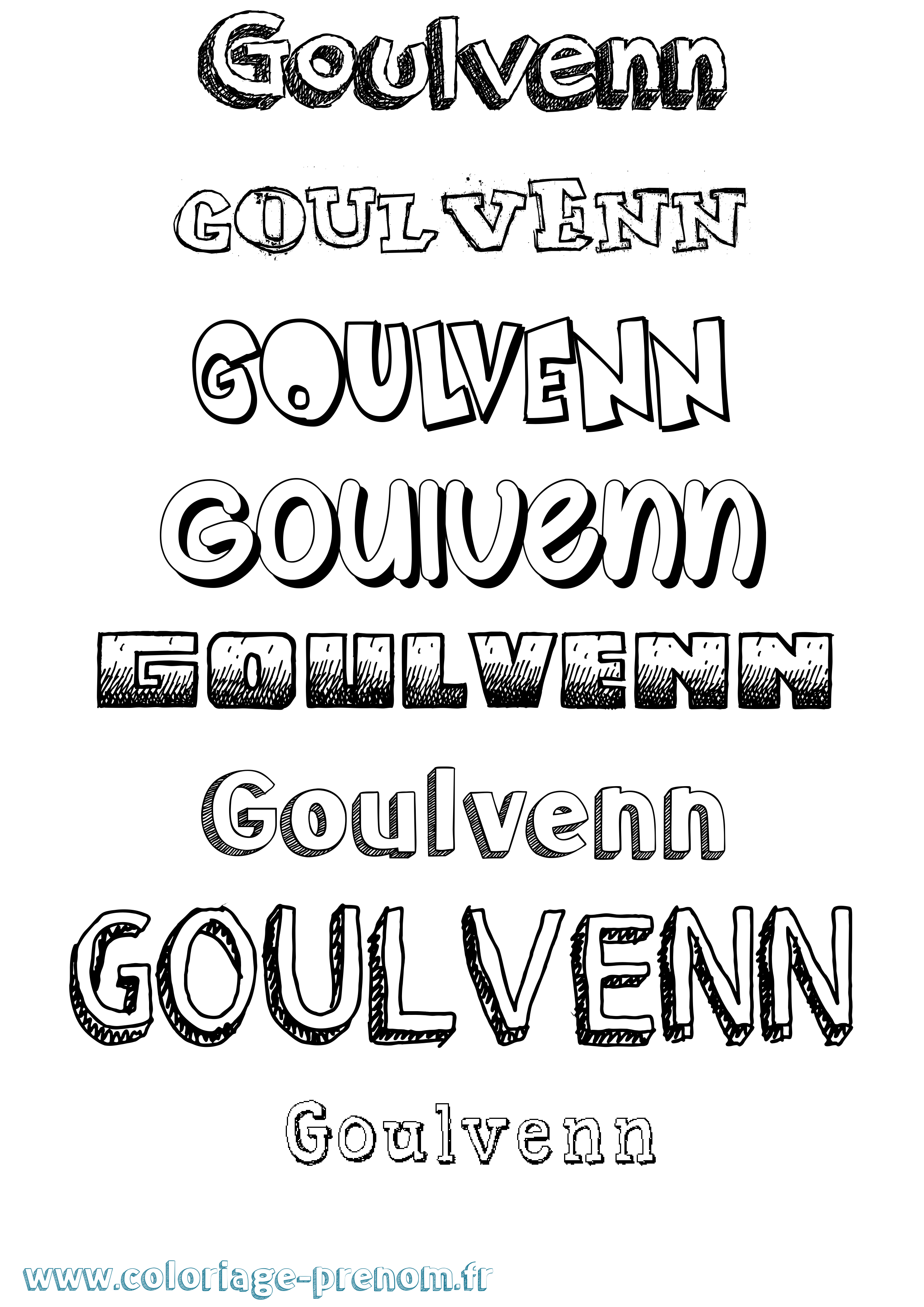 Coloriage Goulvenn Dessiné Coloriage prénom Goulvenn Dessiné