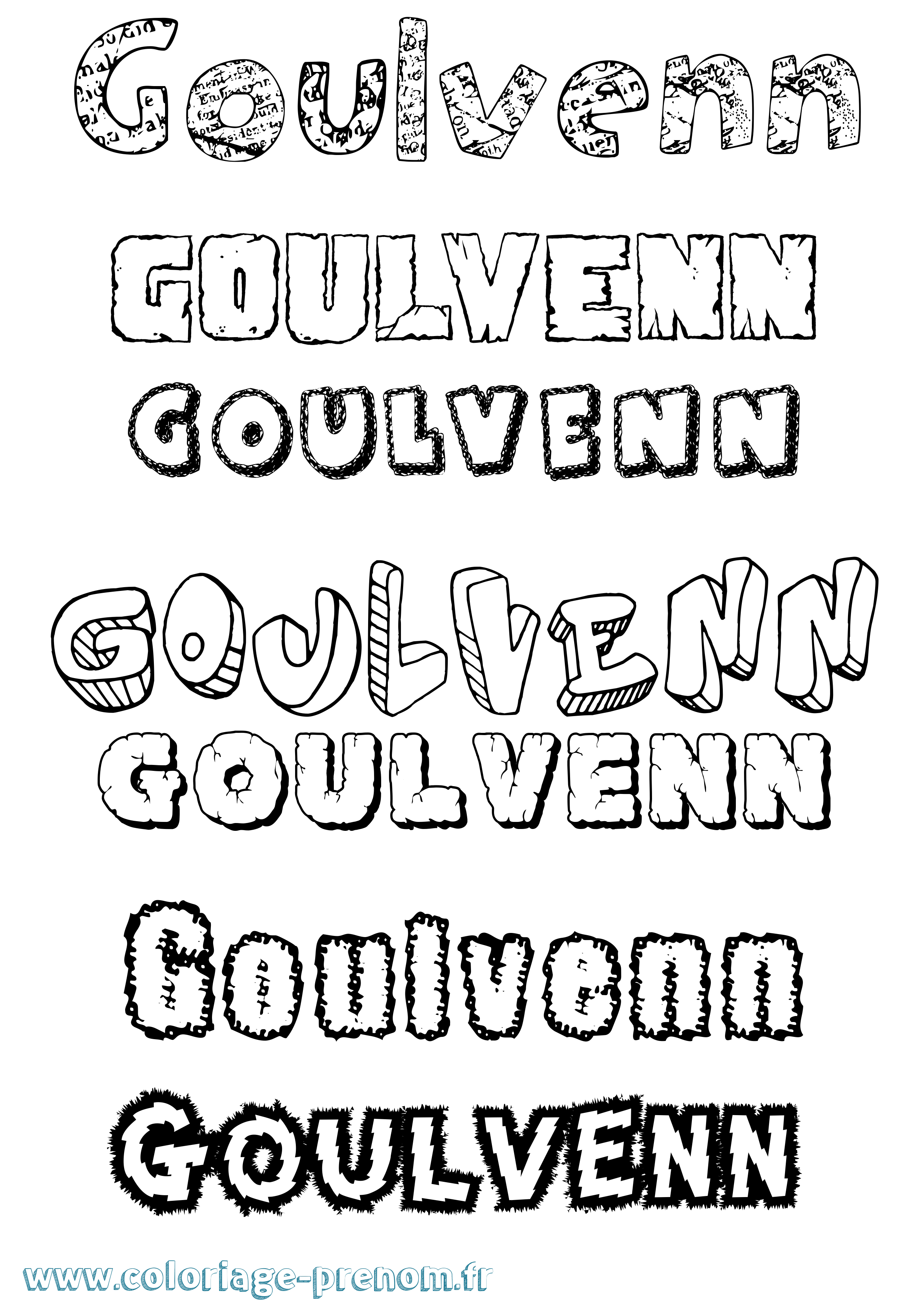 Coloriage Goulvenn Destructuré Coloriage prénom Goulvenn Destructuré
