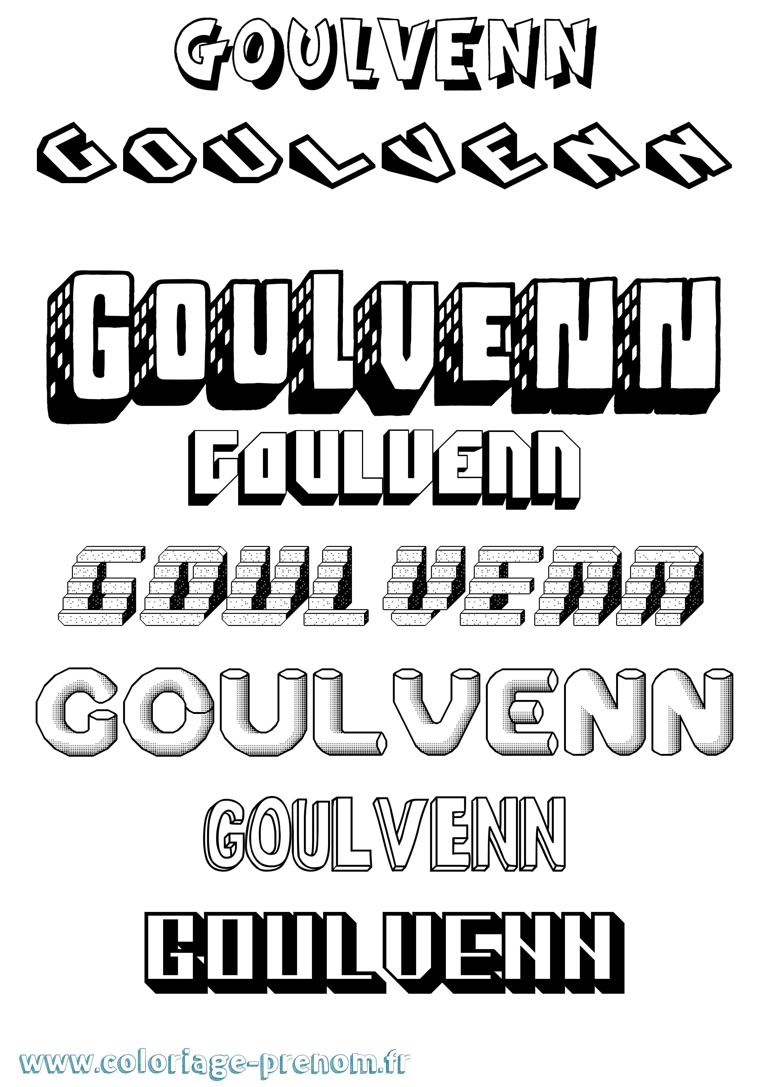 Coloriage Goulvenn Effet 3D Coloriage prénom Goulvenn Effet 3D