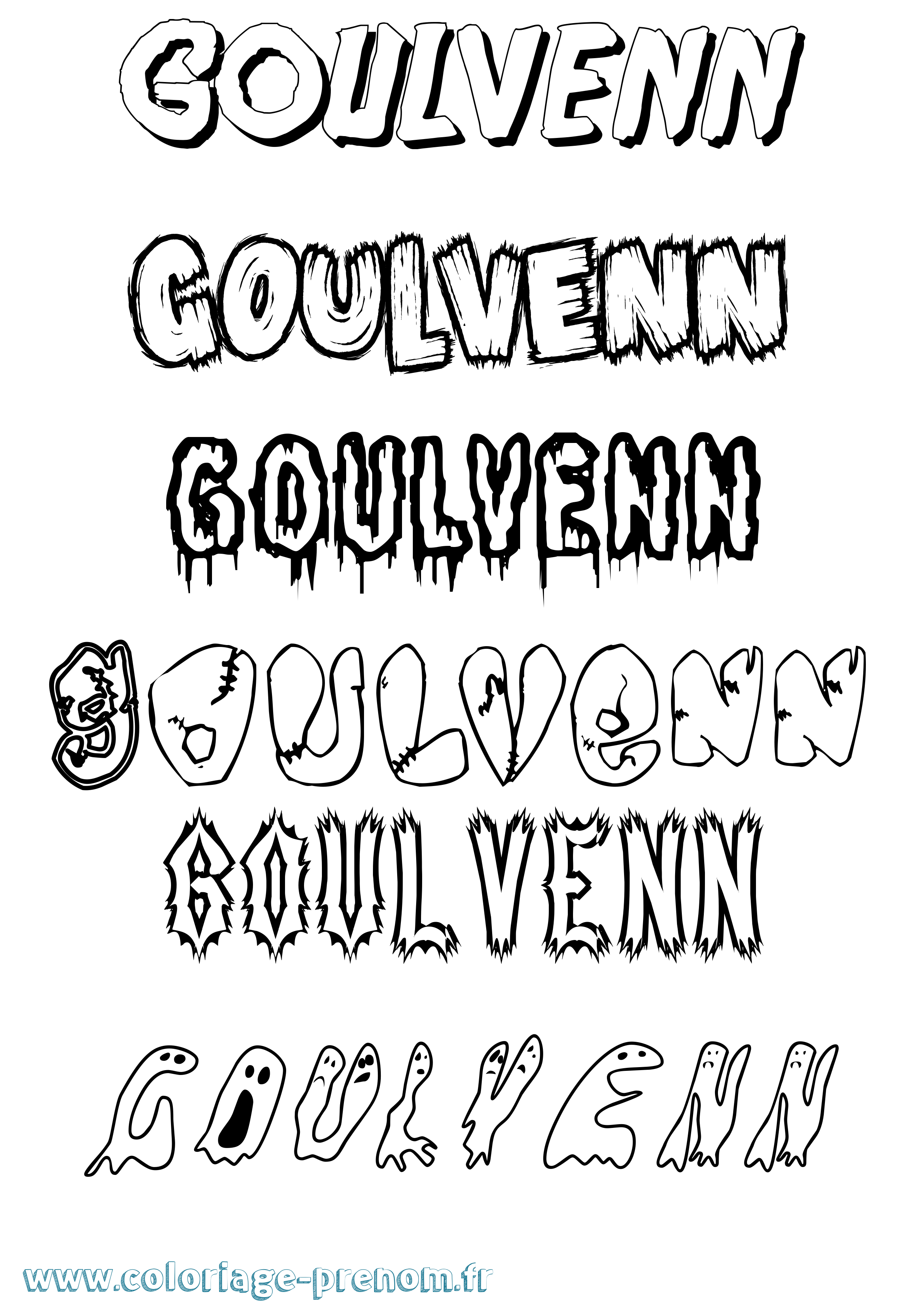 Coloriage Goulvenn Frisson Coloriage prénom Goulvenn Frisson