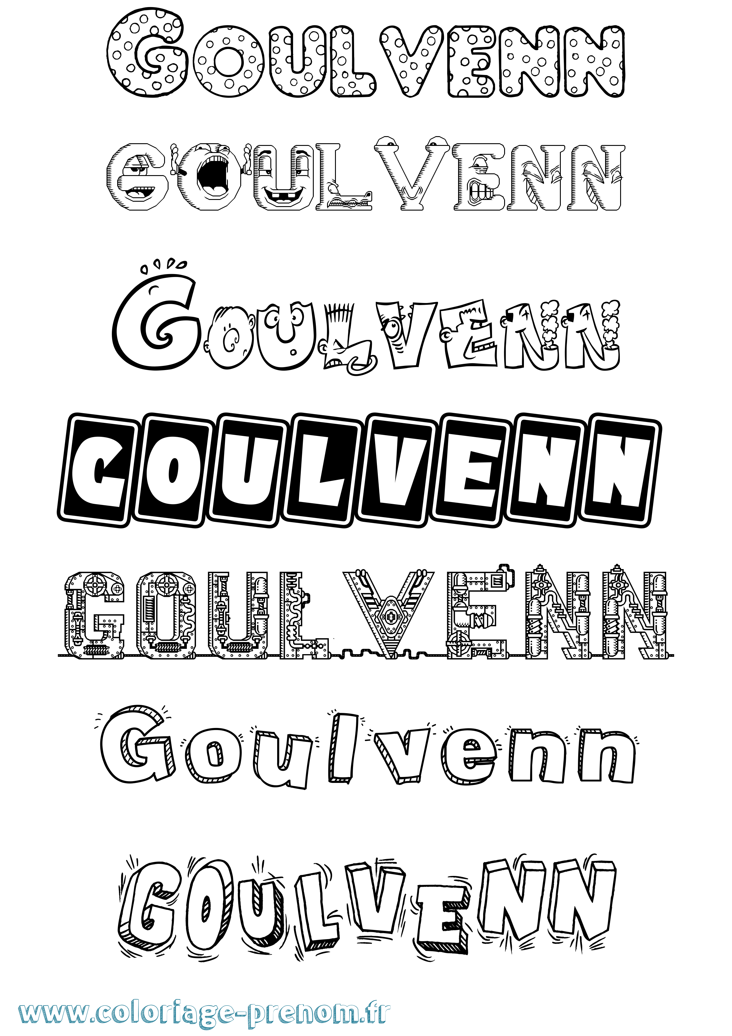 Coloriage Goulvenn Fun Coloriage prénom Goulvenn Fun