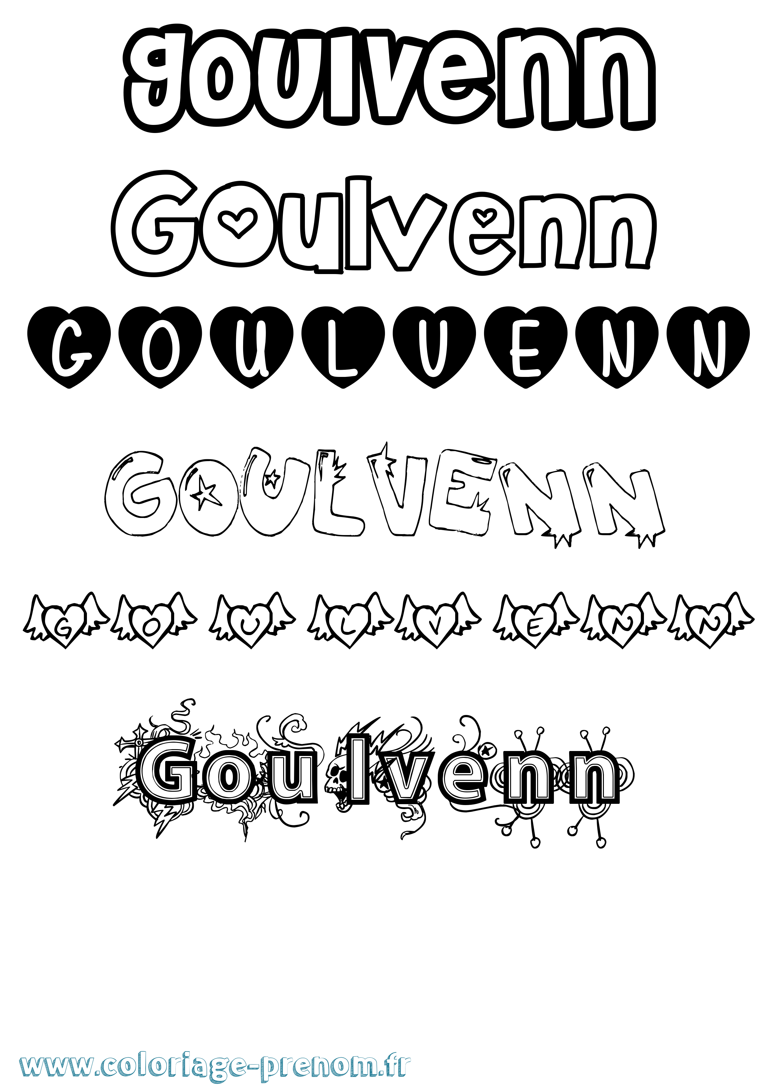 Coloriage Goulvenn Girly Coloriage prénom Goulvenn Girly