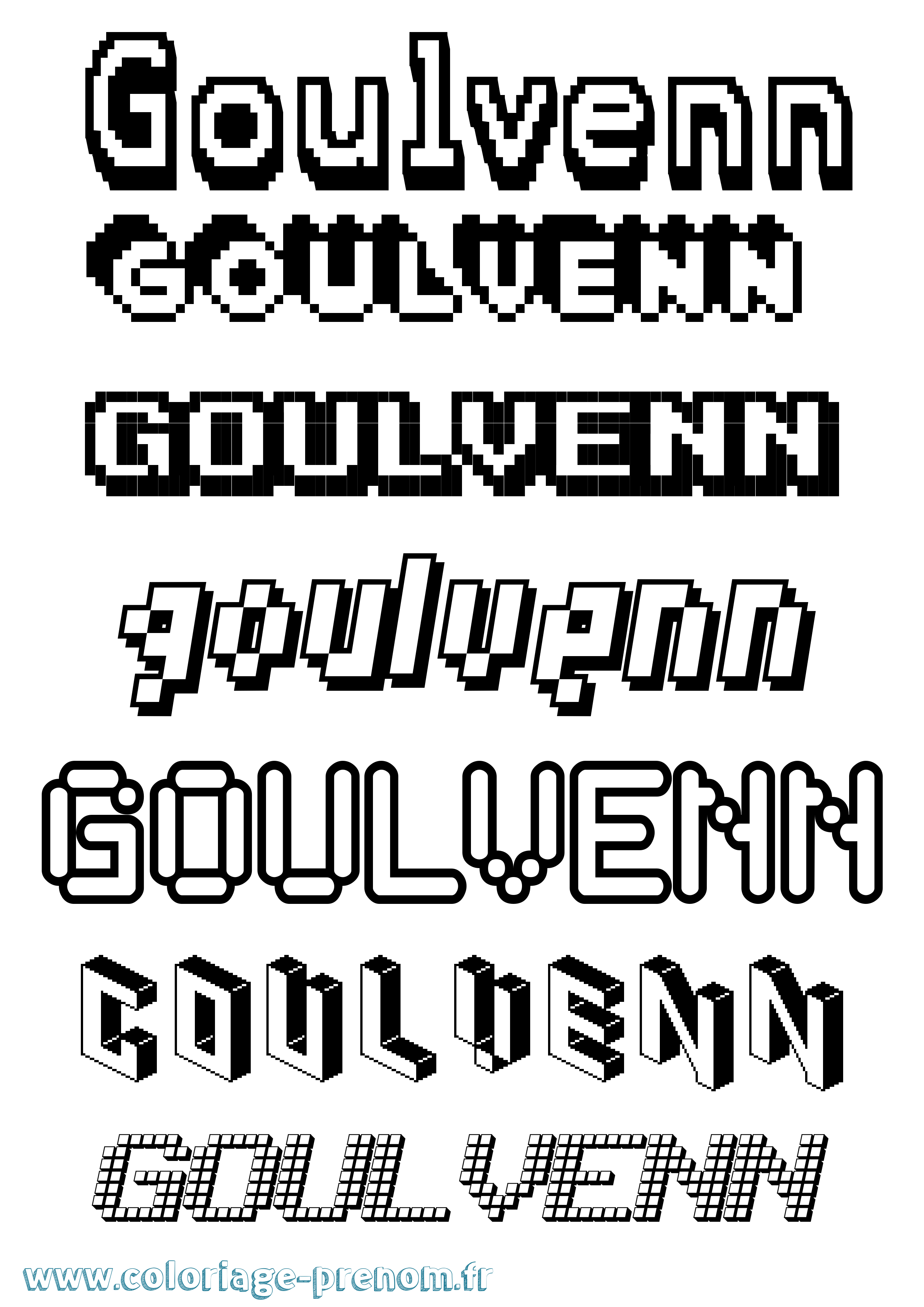 Coloriage Goulvenn Pixel Coloriage prénom Goulvenn Pixel