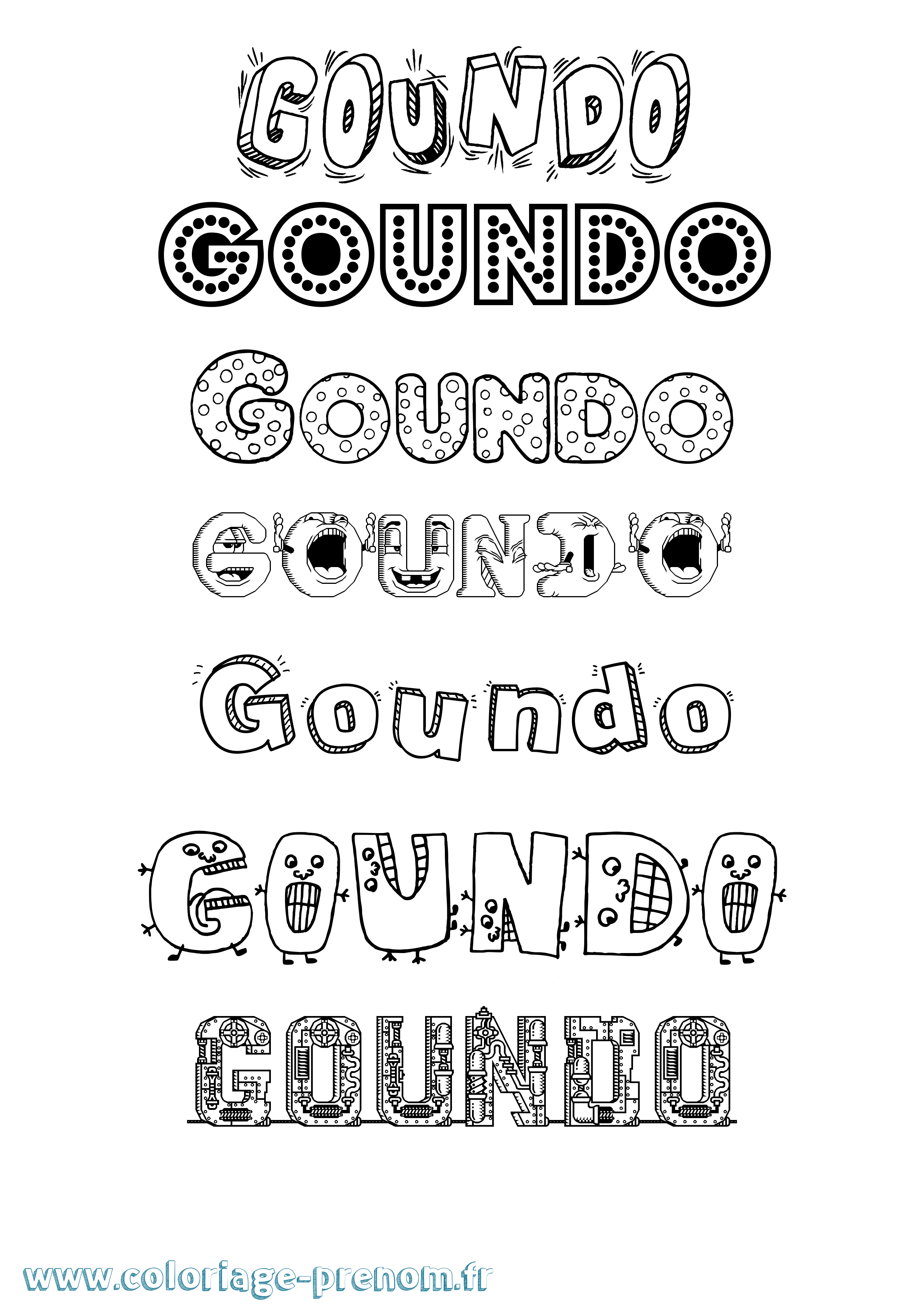 Coloriage prénom Goundo