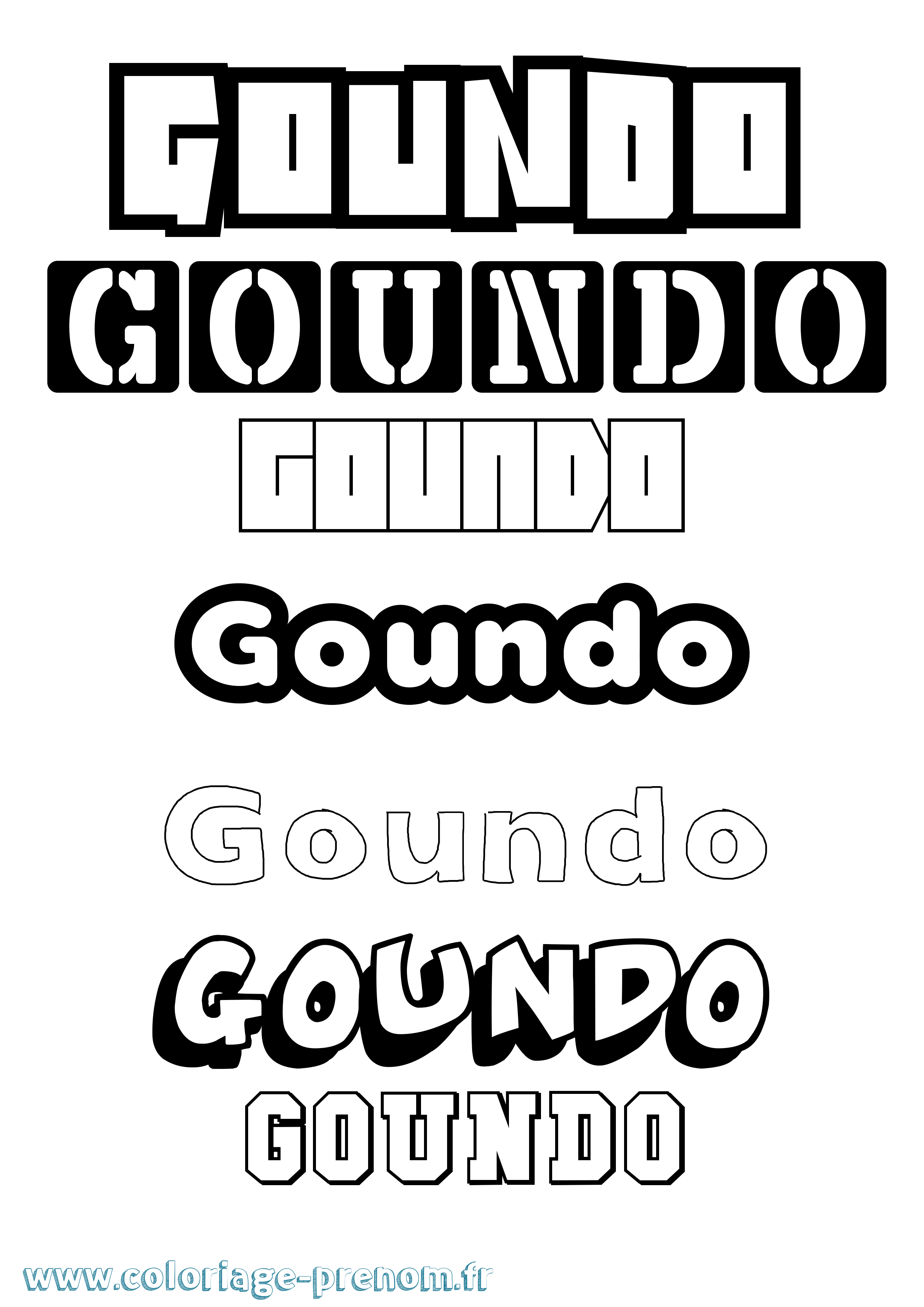 Coloriage prénom Goundo
