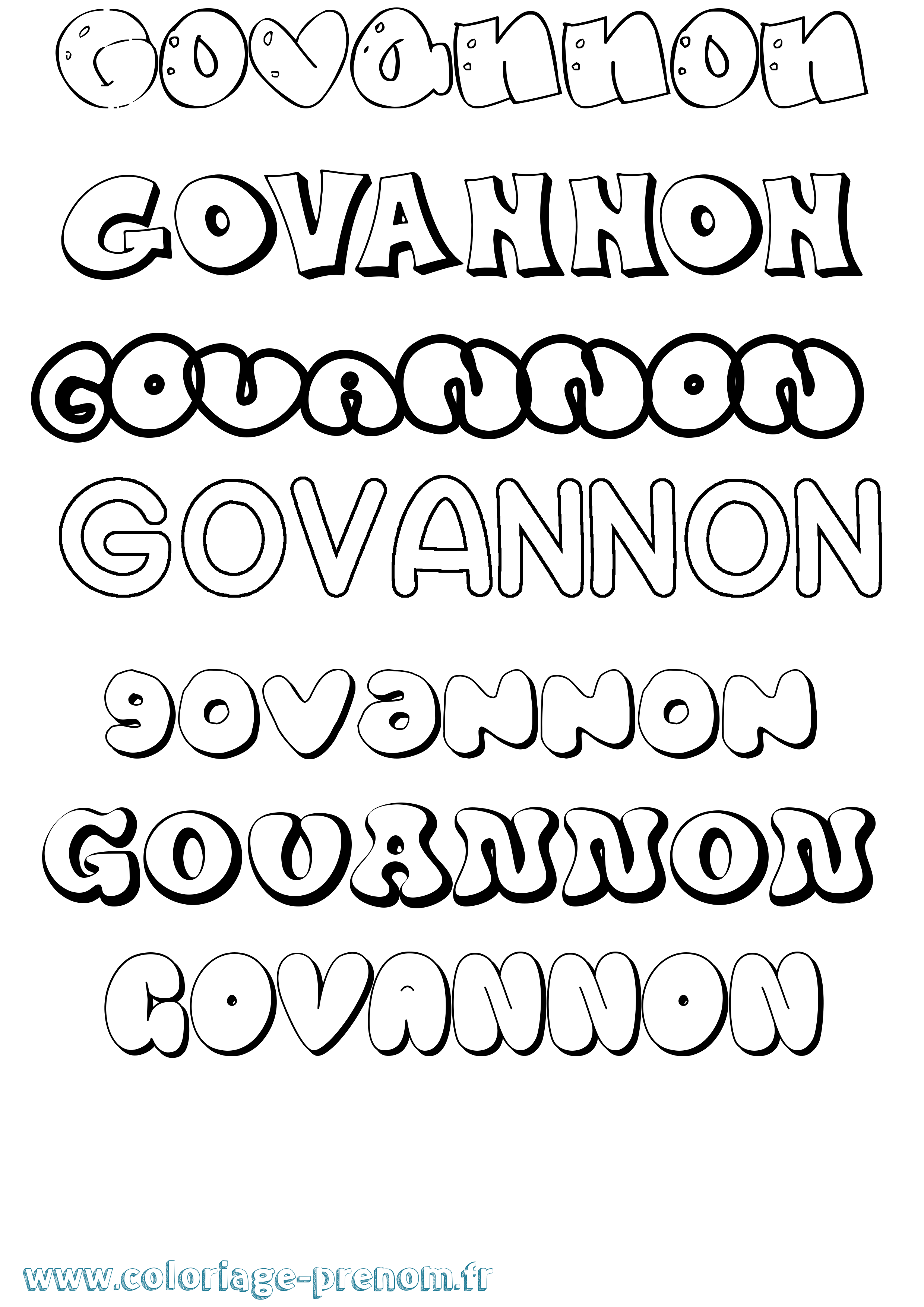 Coloriage prénom Govannon Bubble