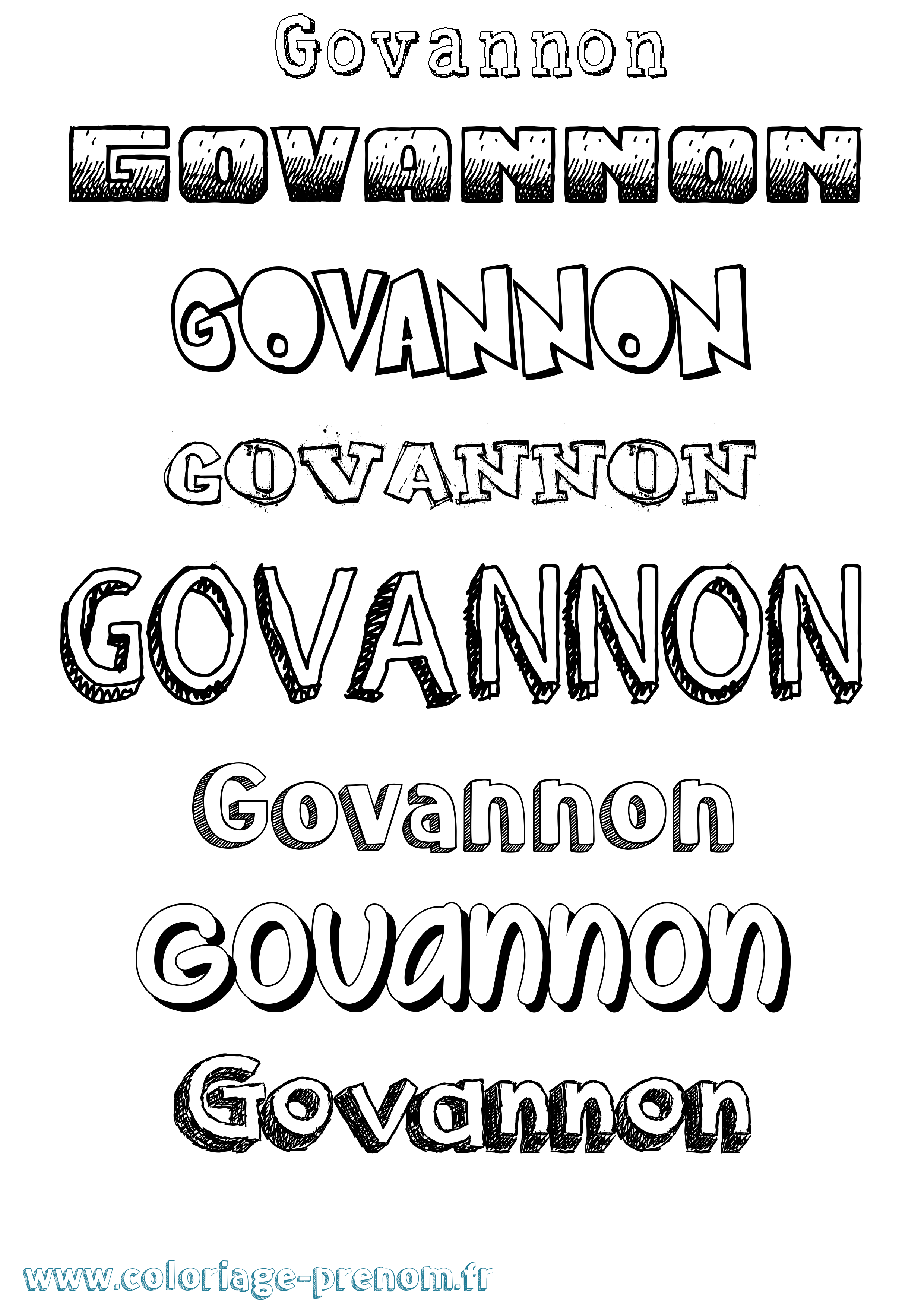 Coloriage prénom Govannon Dessiné