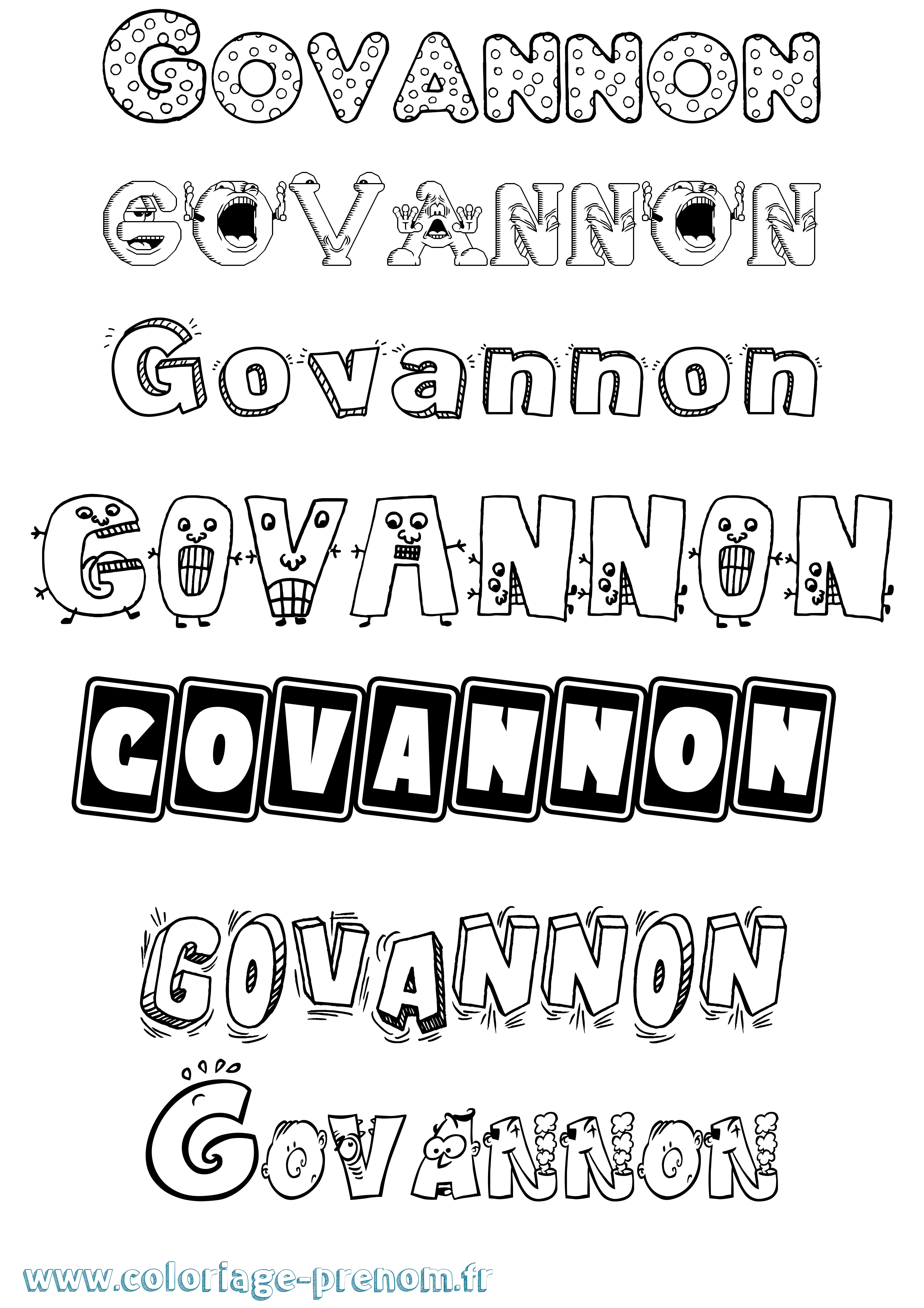 Coloriage prénom Govannon Fun