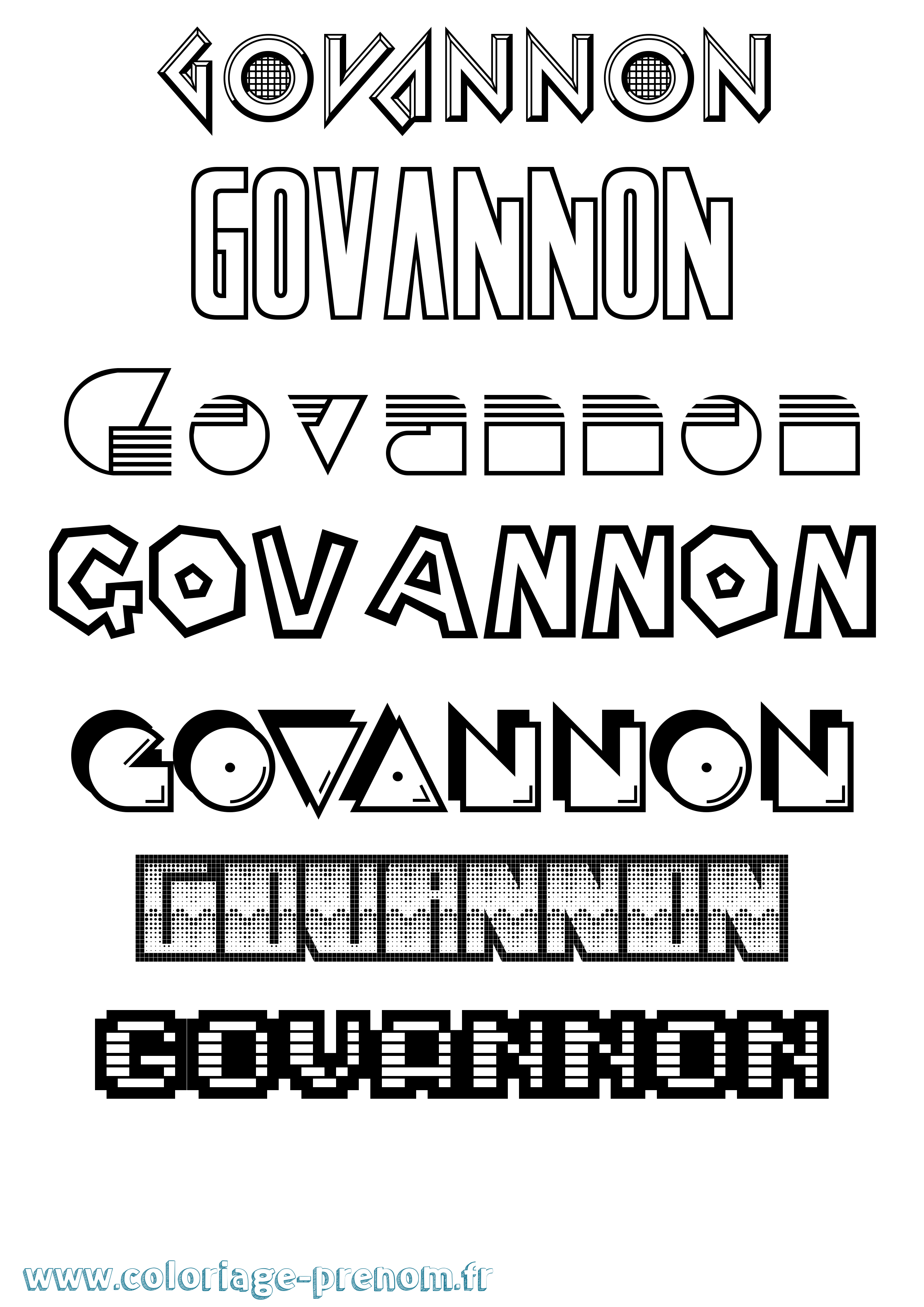 Coloriage prénom Govannon Jeux Vidéos