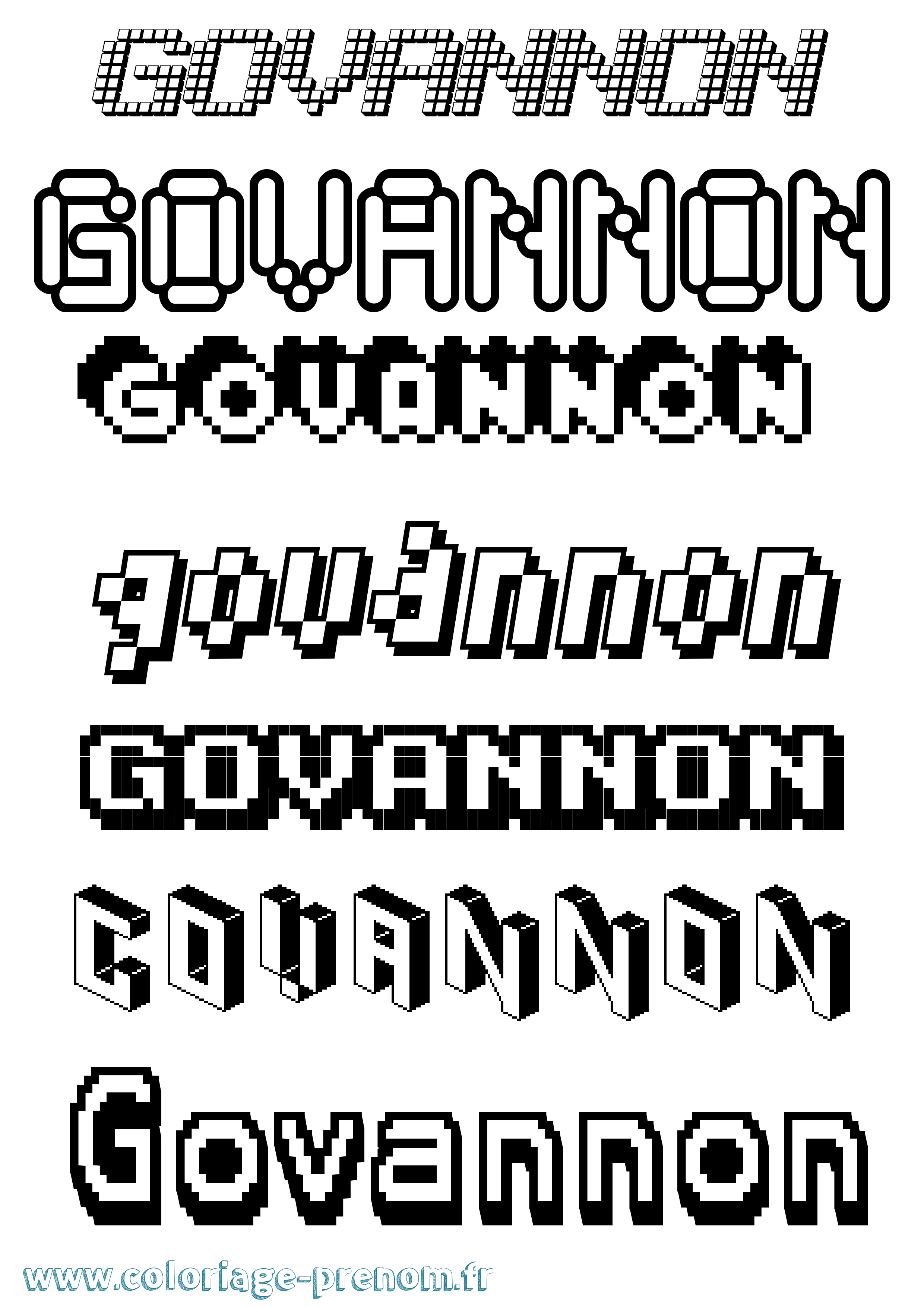 Coloriage prénom Govannon Pixel